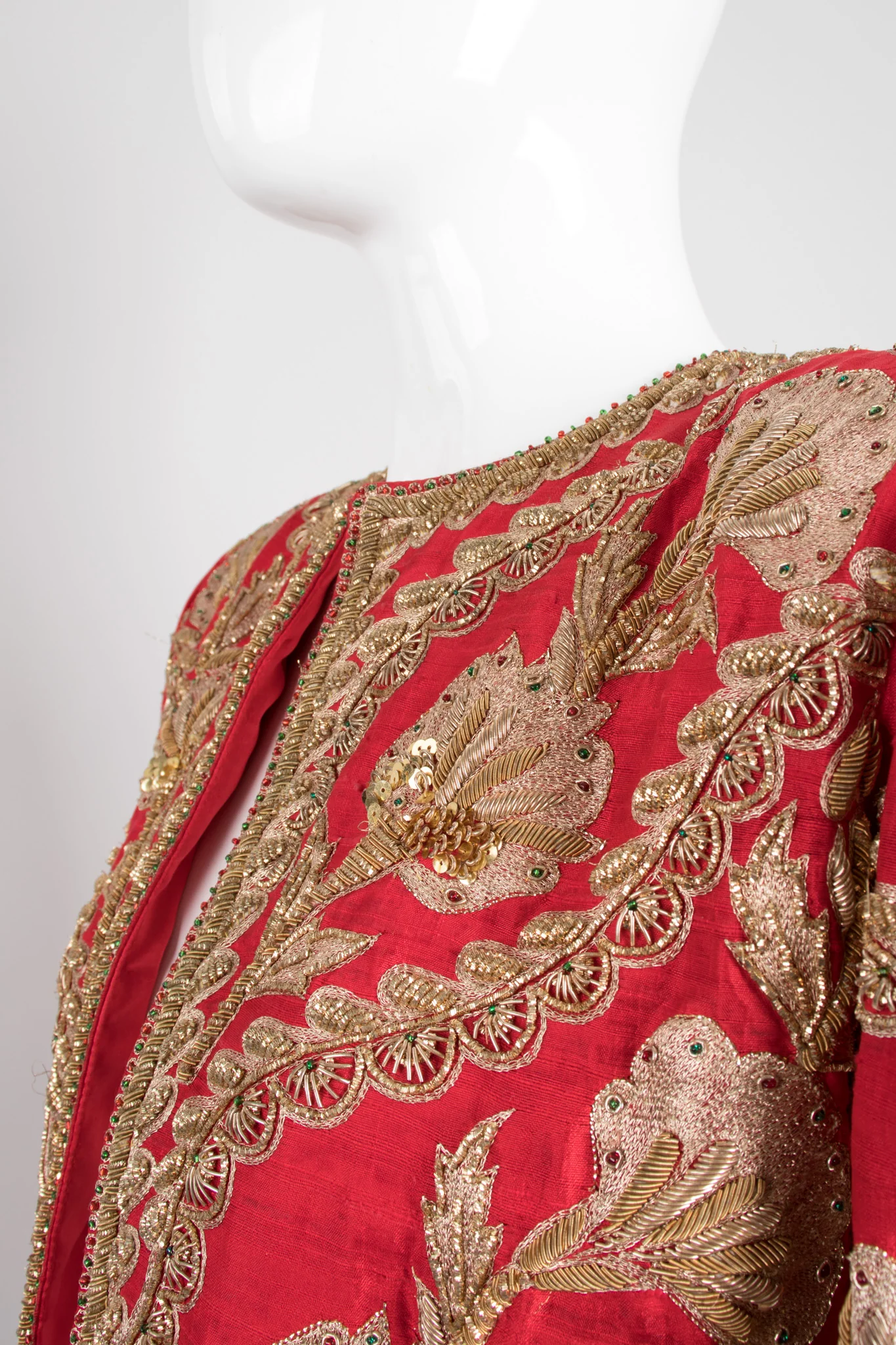 Golden Floral Embellished Silk Jacket - Image 10