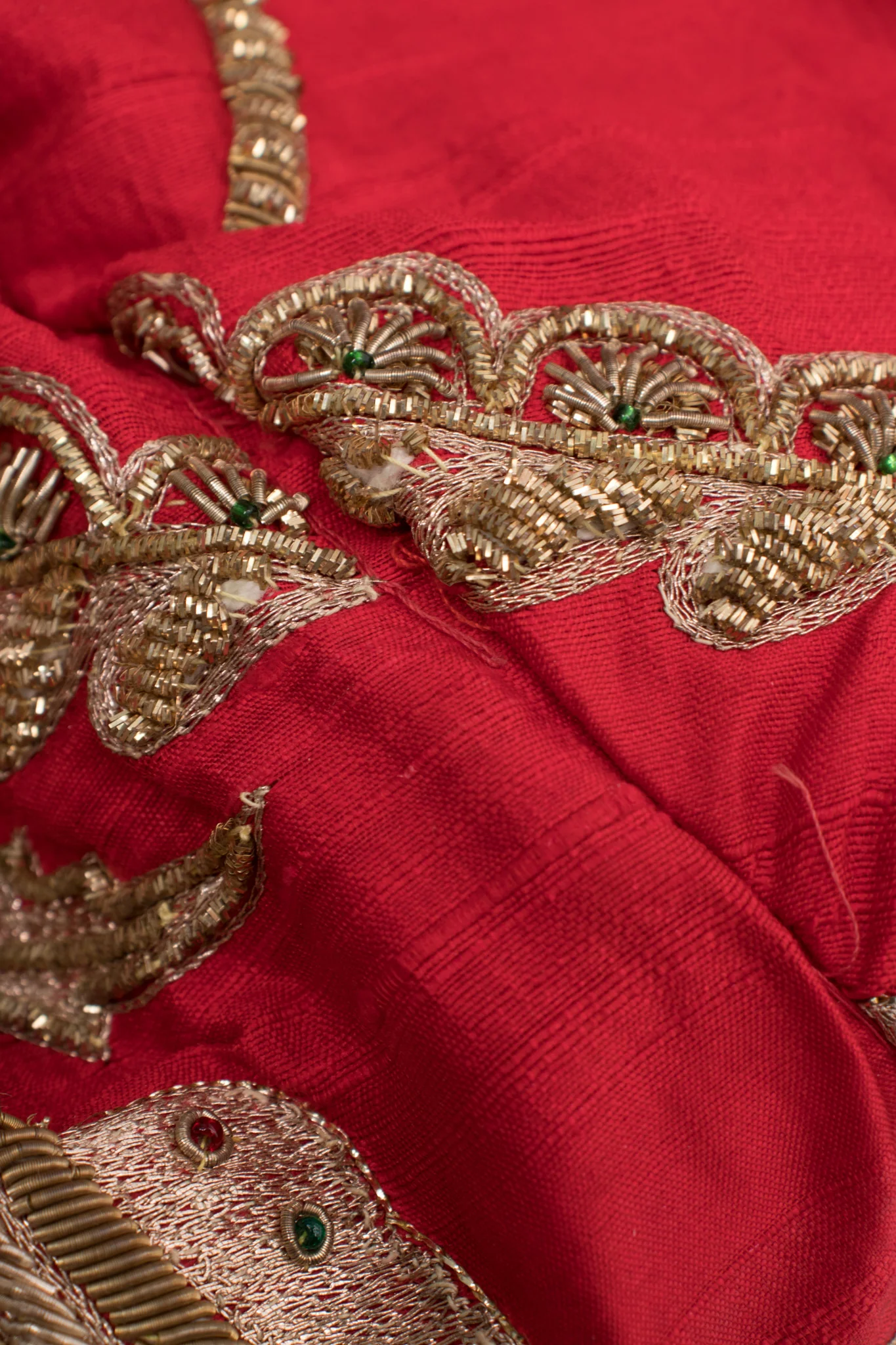 Golden Floral Embellished Silk Jacket - Image 19