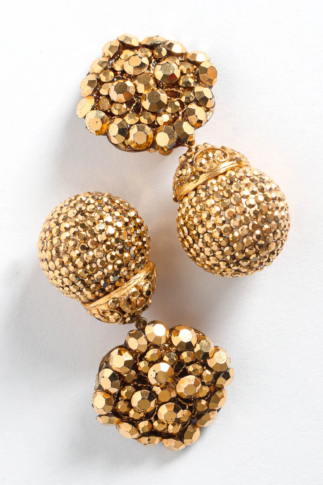 Filigree Golden Globe Rhinestone Earrings