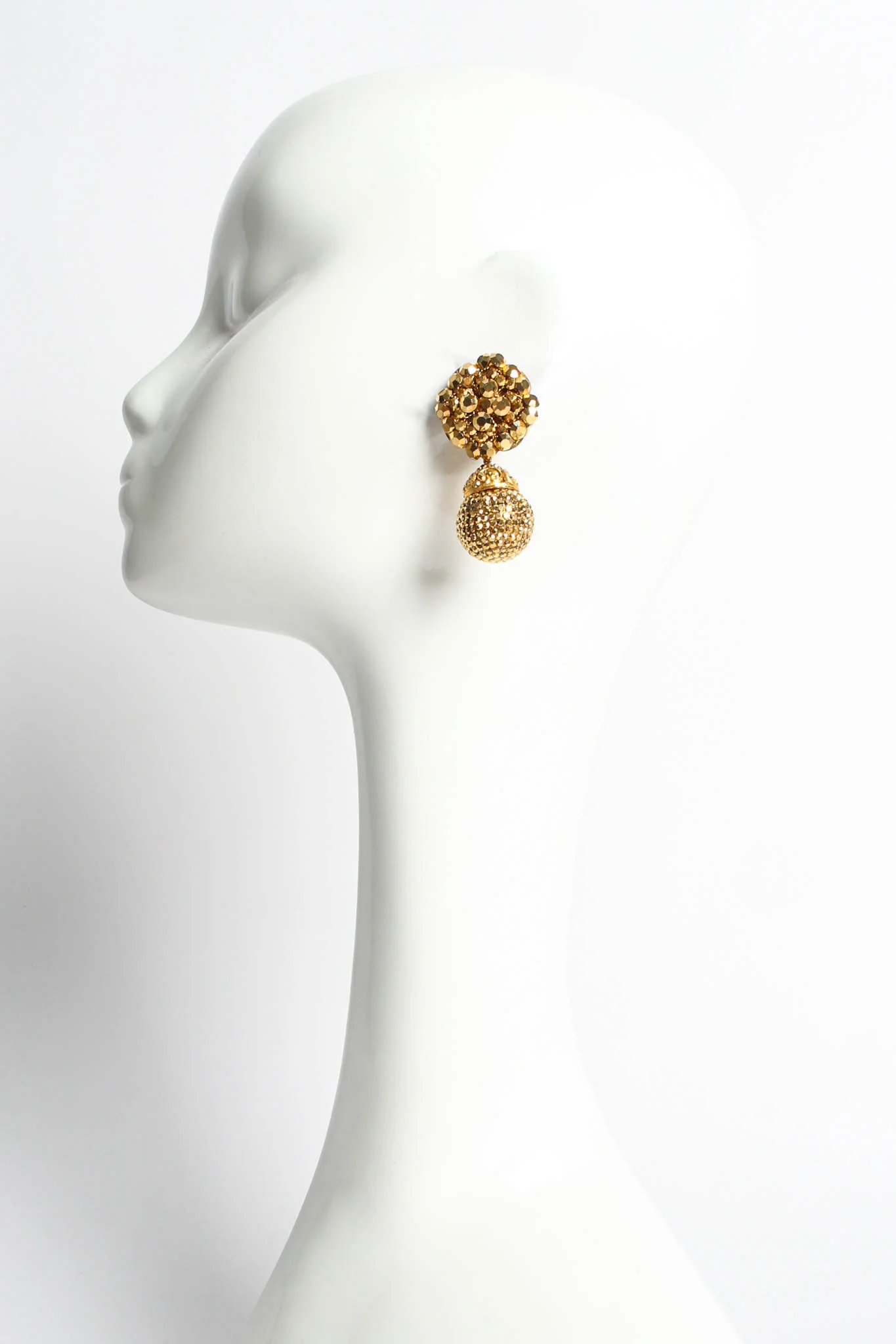 Filigree Golden Globe Rhinestone Earrings - Image 2