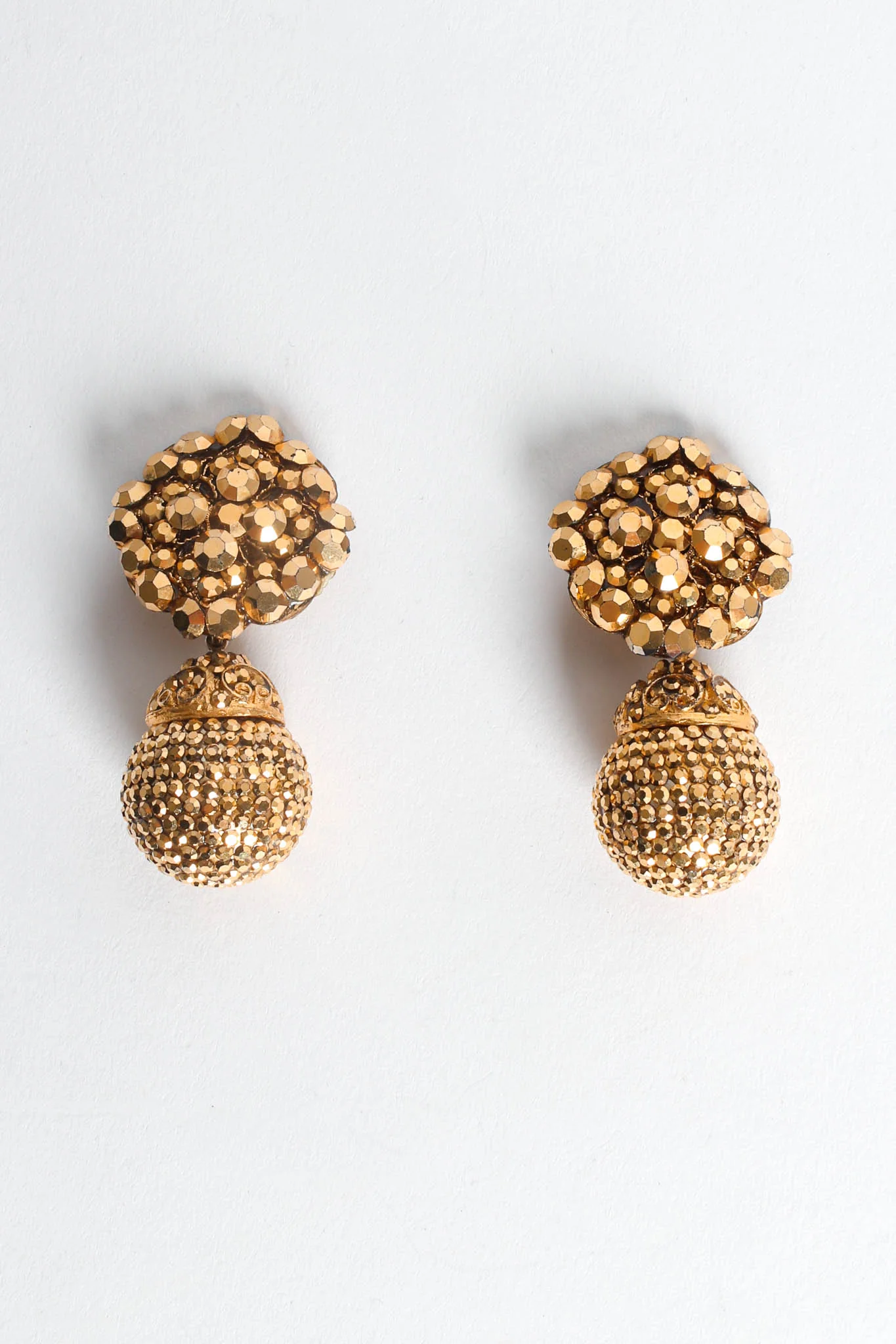 Filigree Golden Globe Rhinestone Earrings - Image 3