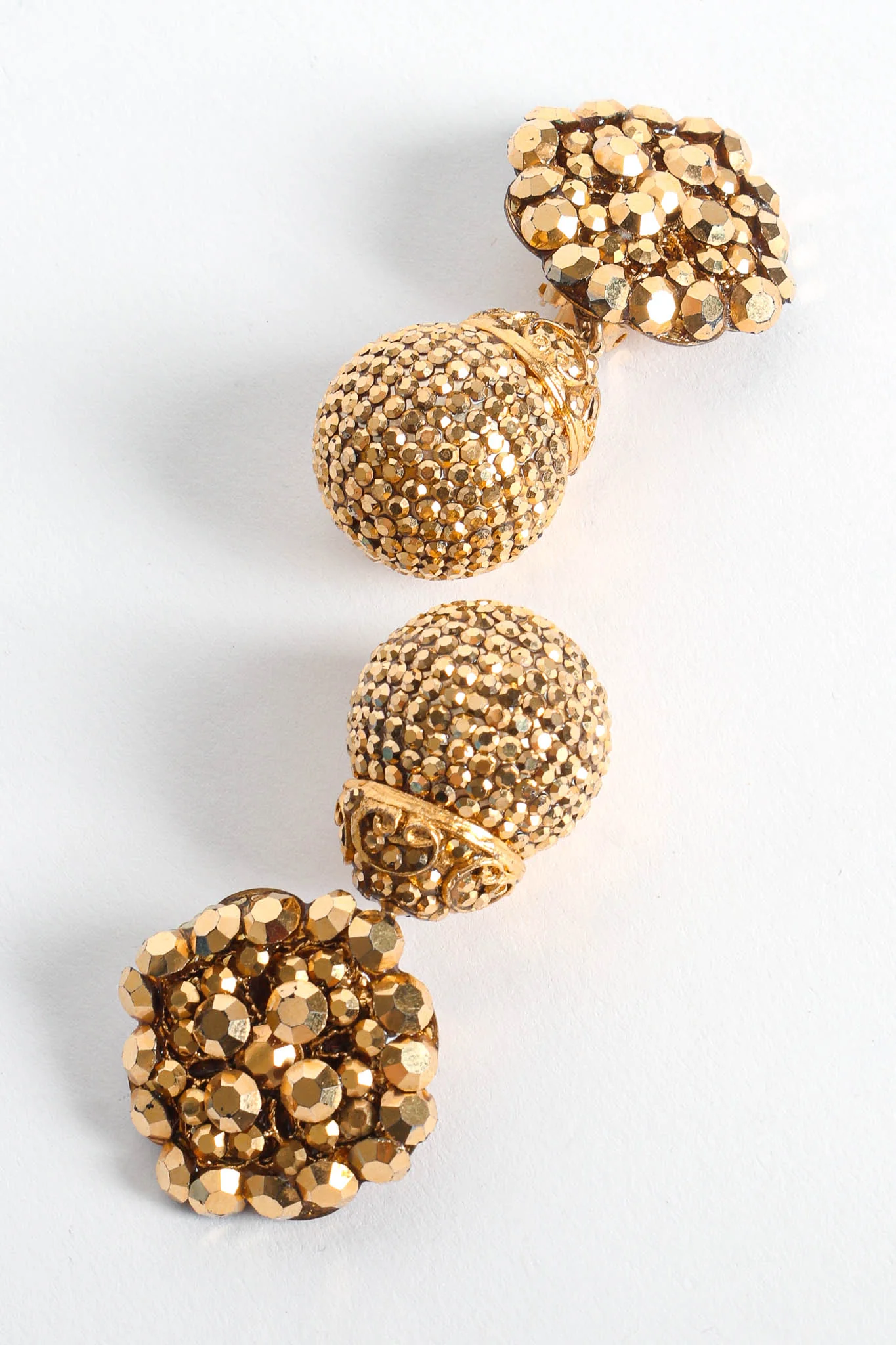 Filigree Golden Globe Rhinestone Earrings - Image 4