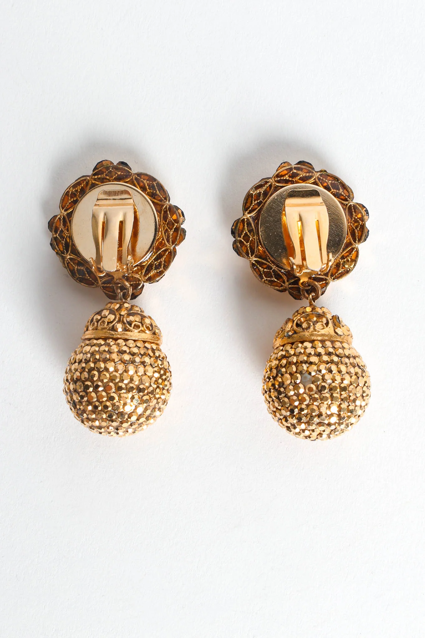 Filigree Golden Globe Rhinestone Earrings - Image 6