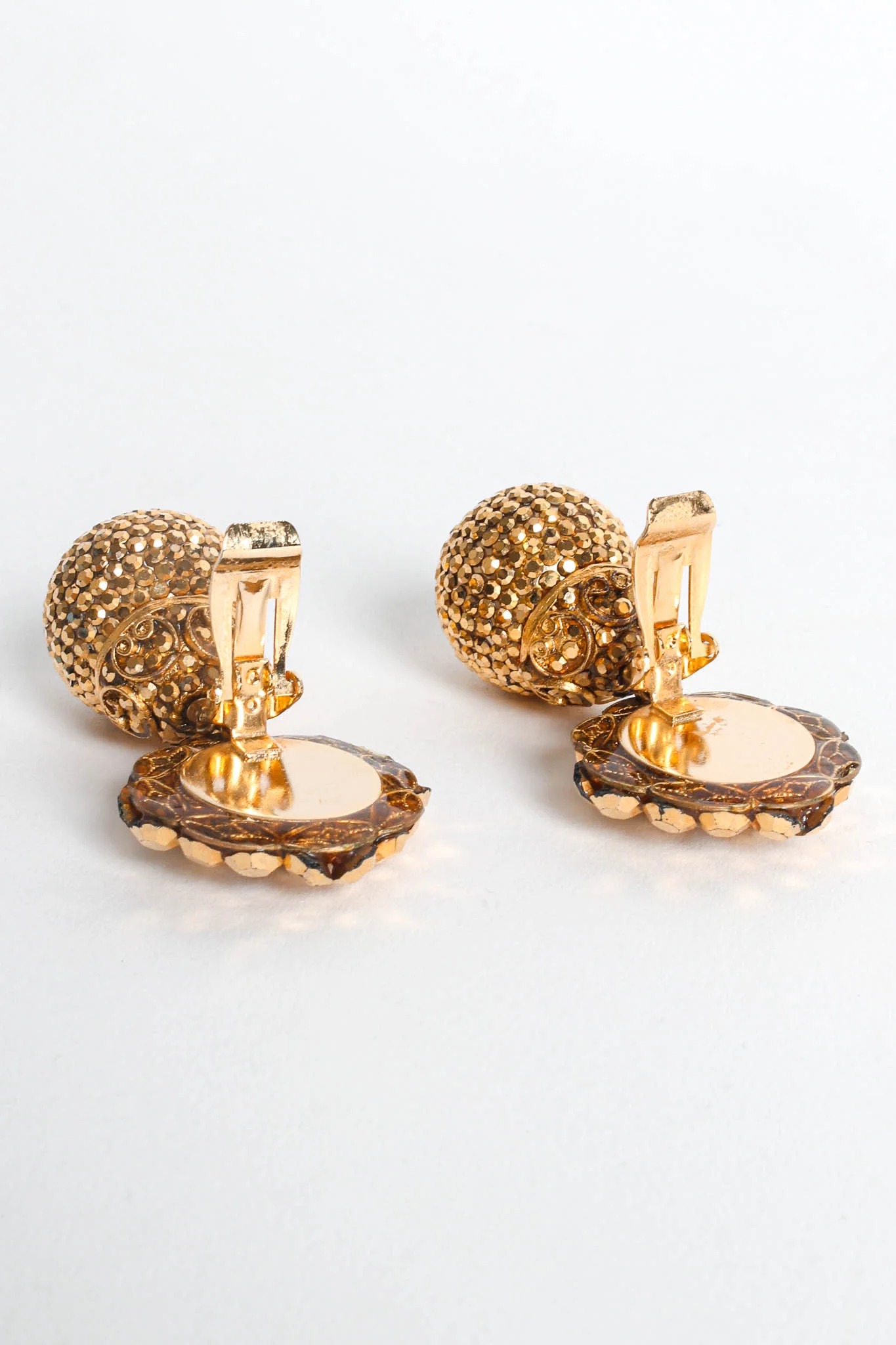Filigree Golden Globe Rhinestone Earrings - Image 7