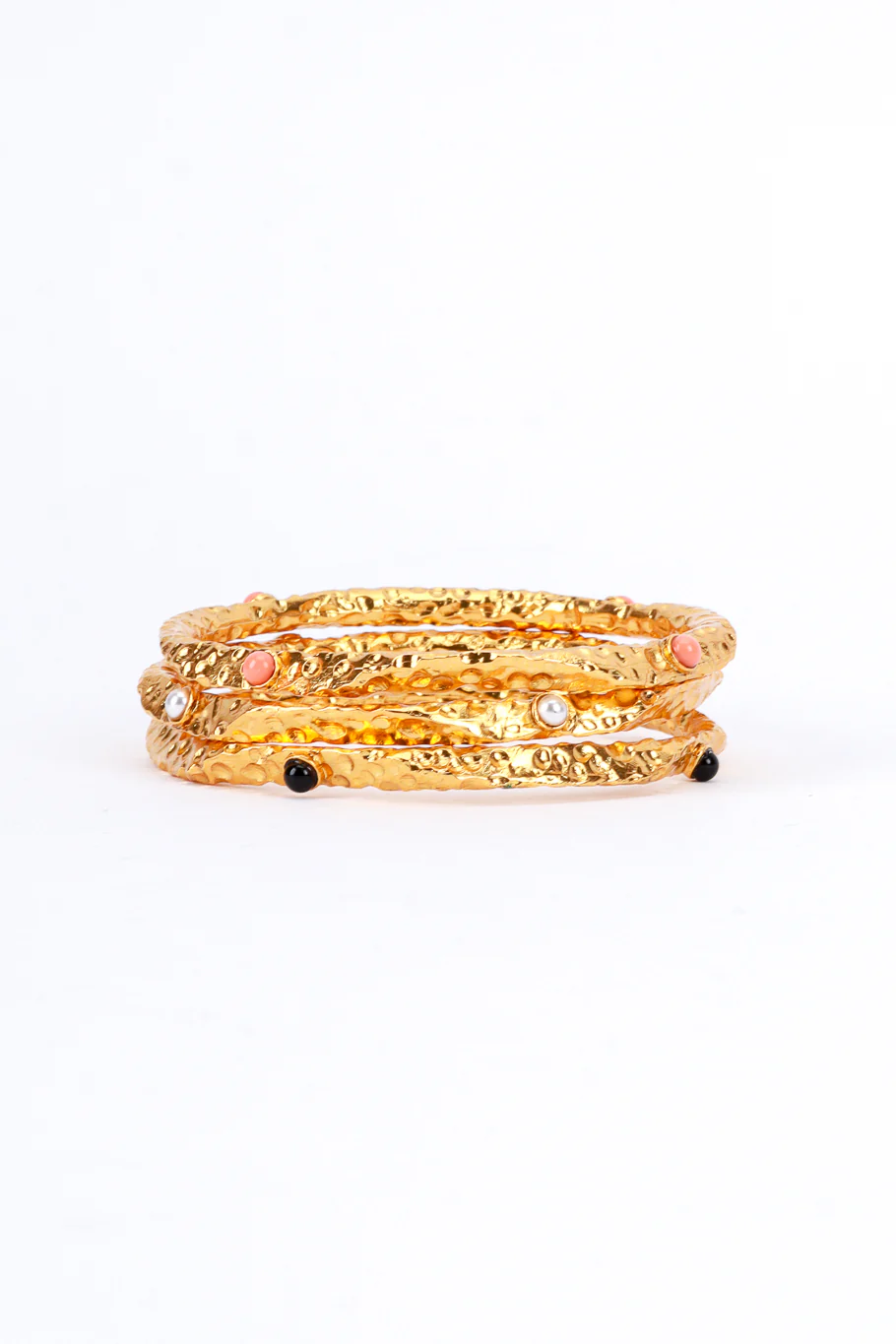 Golden Hammered Bangle Set