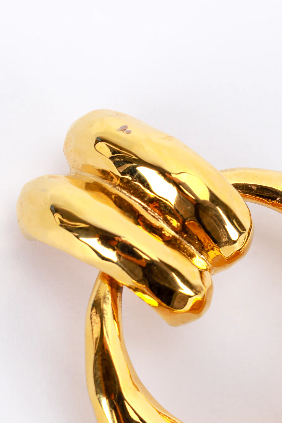 Golden Hammered Hoop Drop Earrings - Image 6