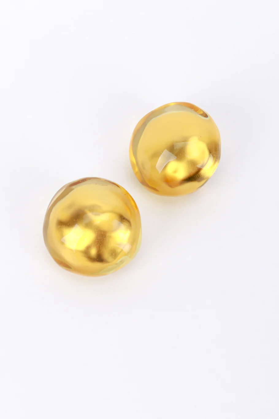 Golden Lucite Domed Button Earrings - Image 4