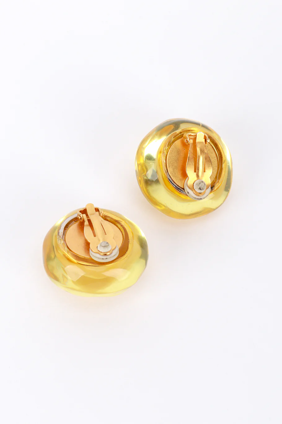 Golden Lucite Domed Button Earrings - Image 5