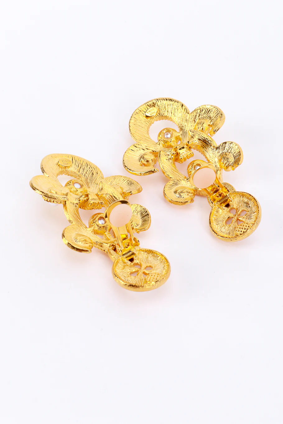 Golden Pearl Fleur de Lis Chandelier Earrings - Image 4