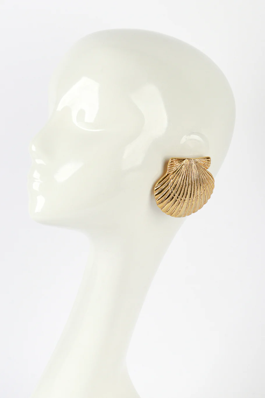 Golden Seashell Button Earrings - Image 2