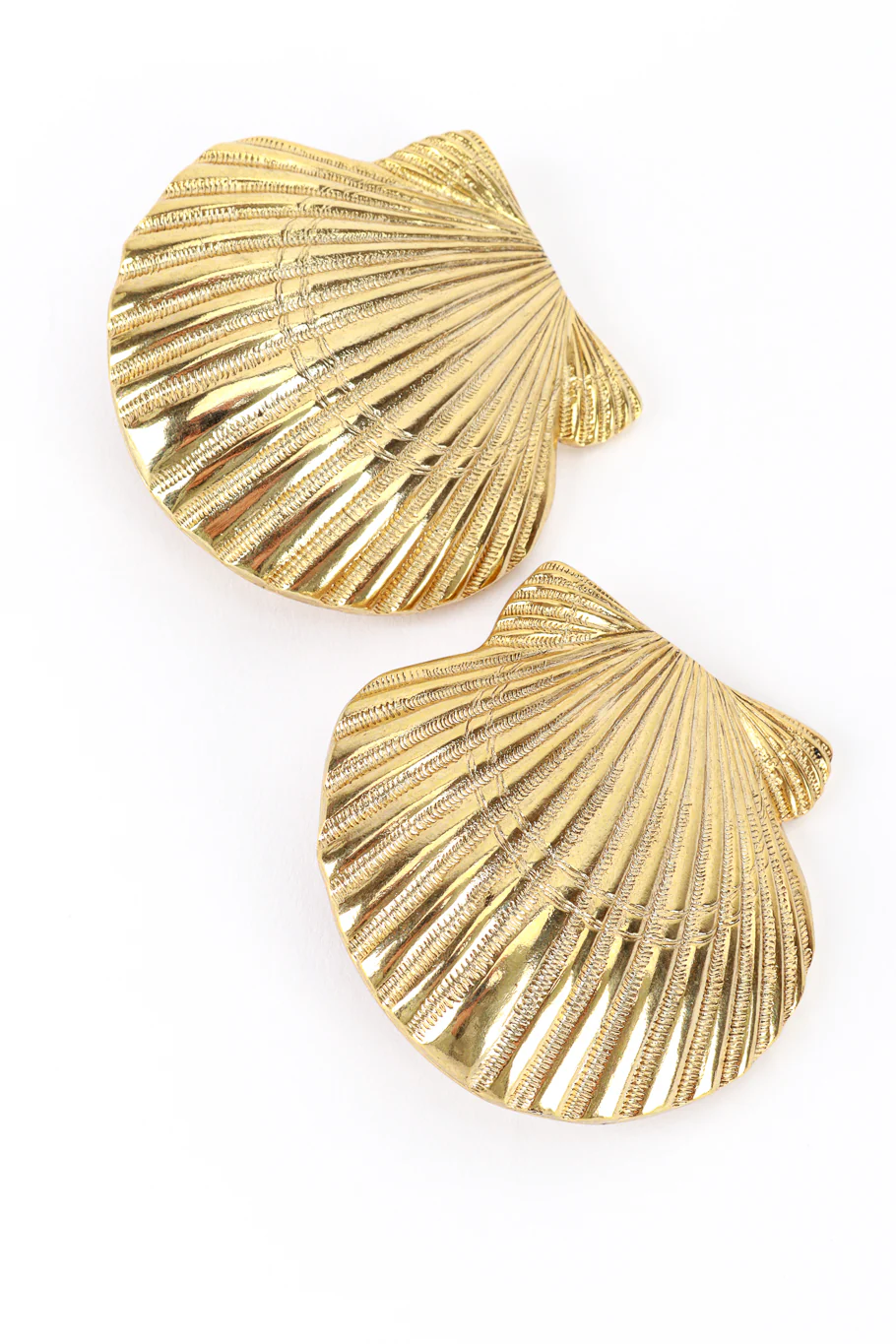Golden Seashell Button Earrings - Image 3
