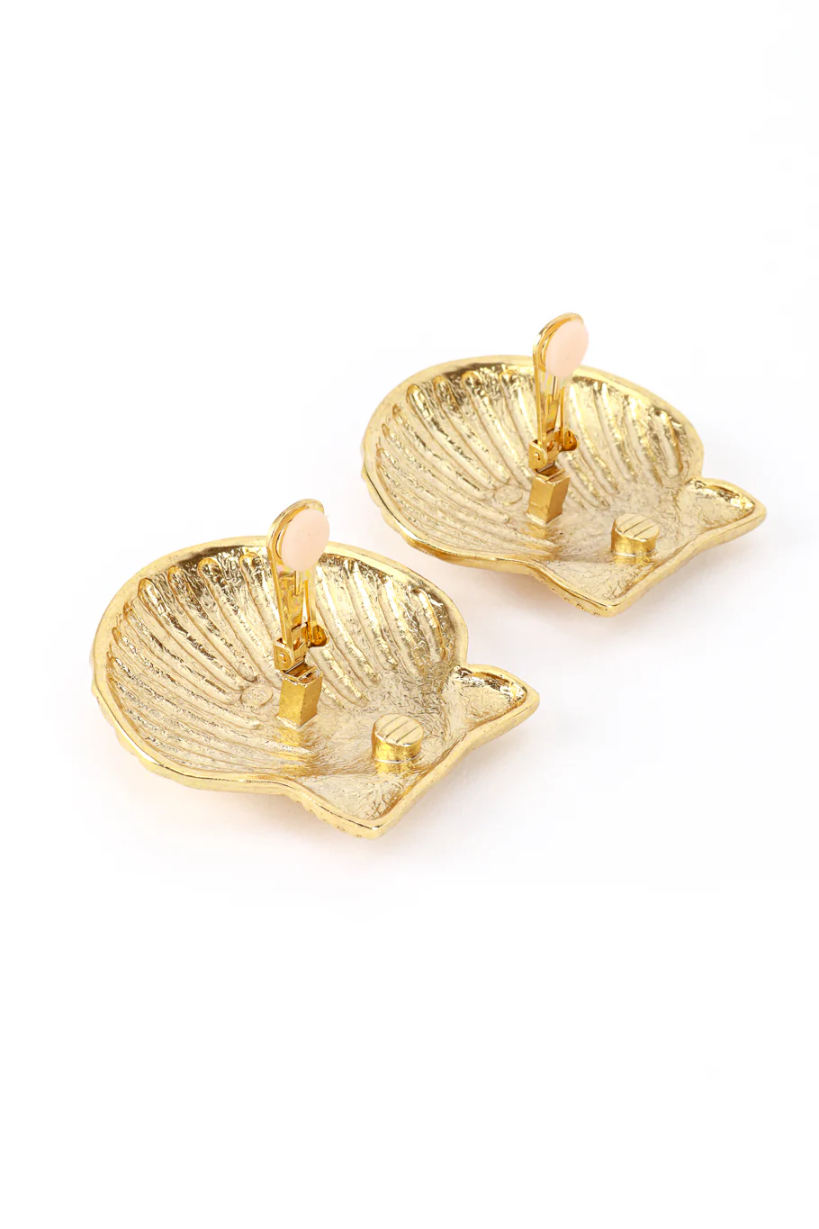 Golden Seashell Button Earrings - Image 4