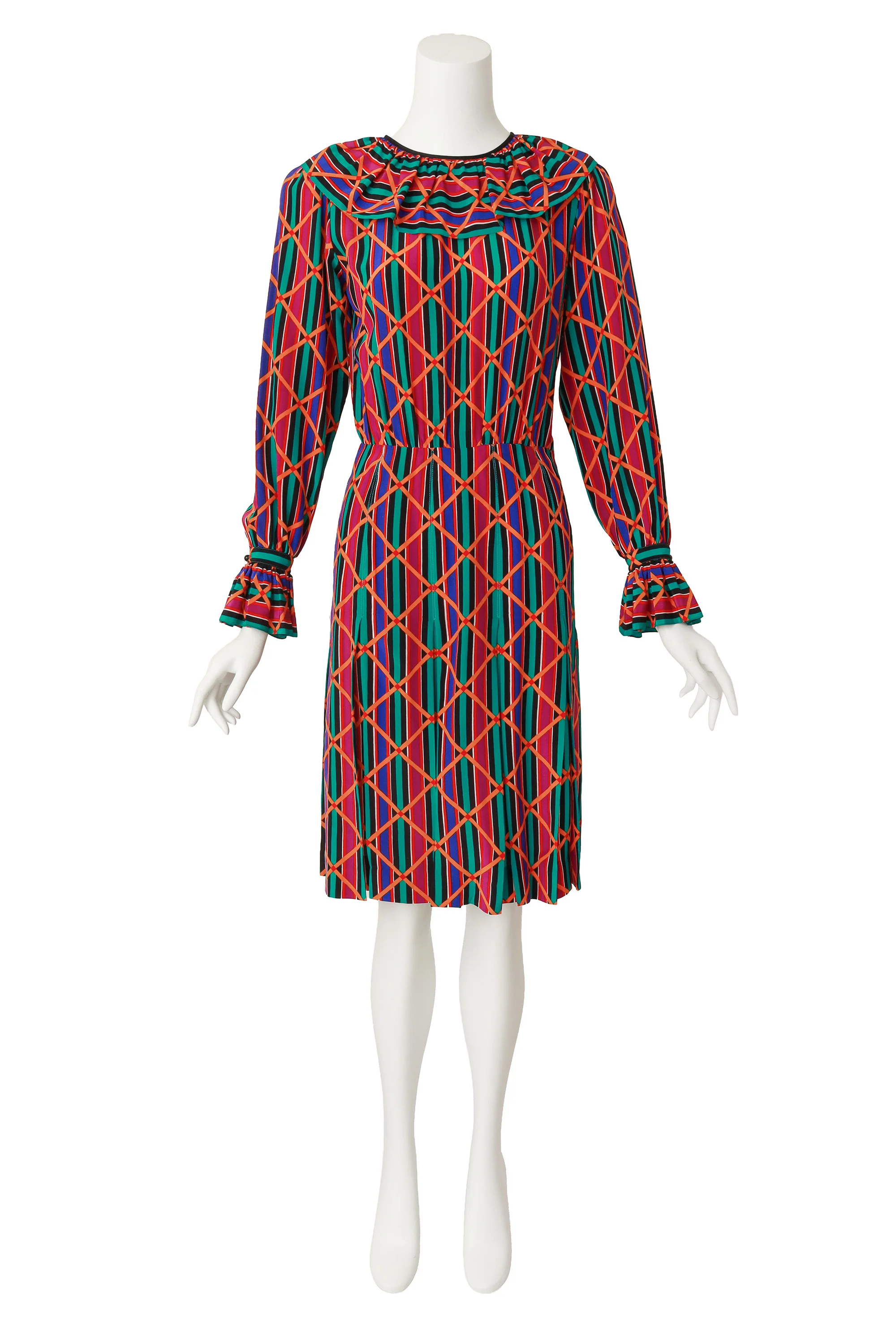 Graphic Stripe Ruffle Dress