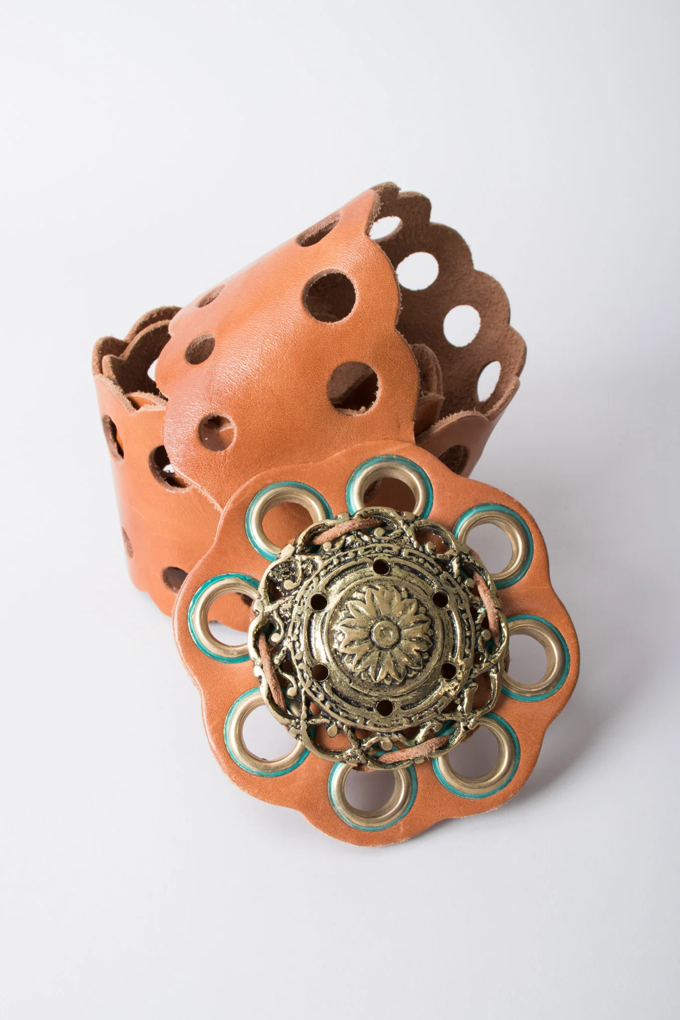 Grecian Eyelet Medallion Belt - Image 6