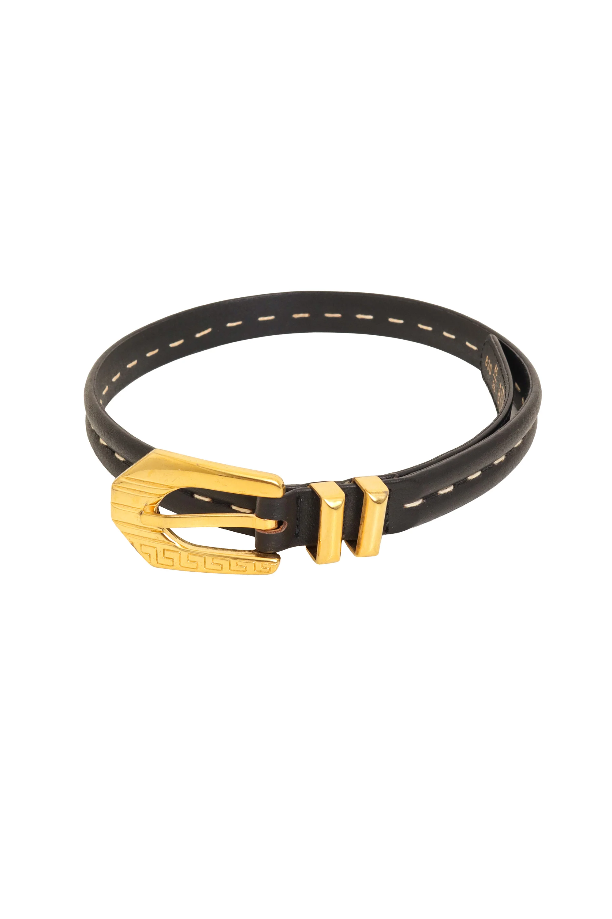 Greek Key Buckle Leather Belt - Image 4