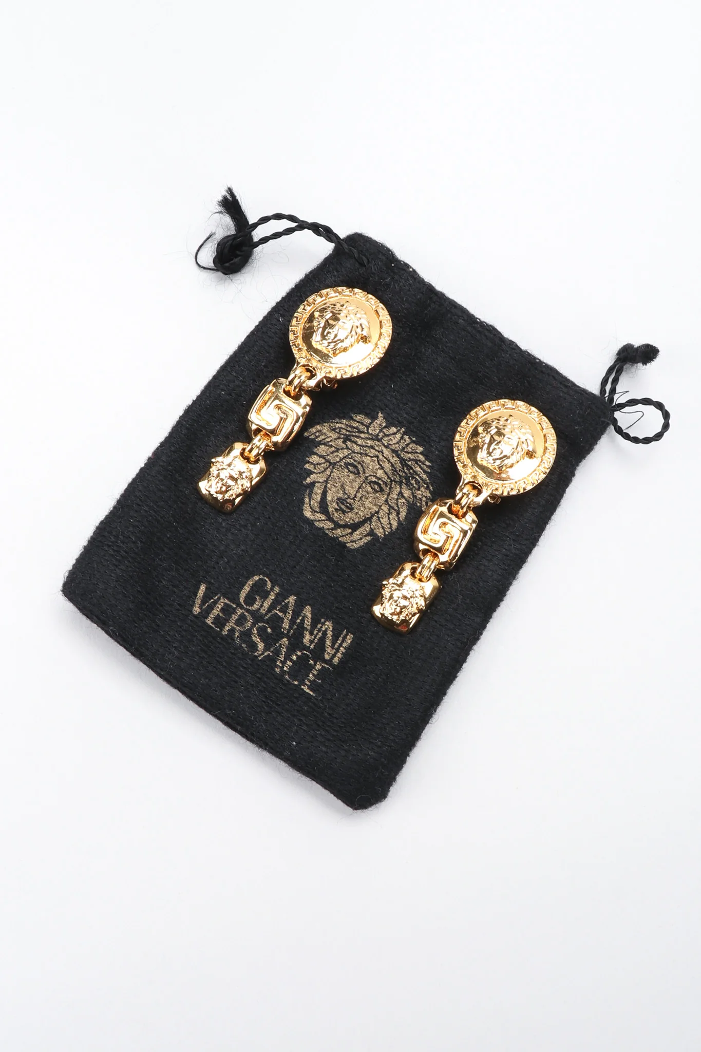 Greek Key Medusa Drop Earrings - Image 3