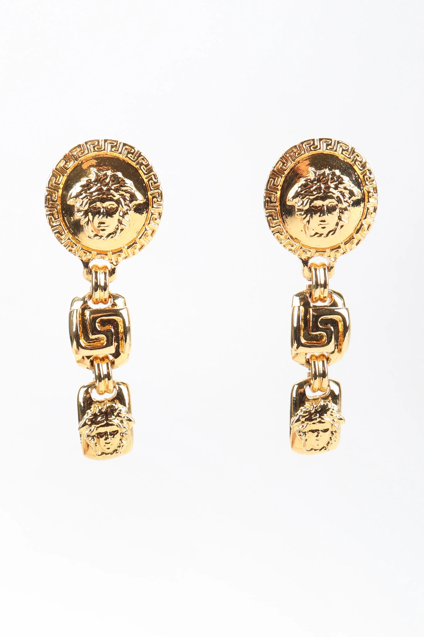 Greek Key Medusa Drop Earrings - Image 4