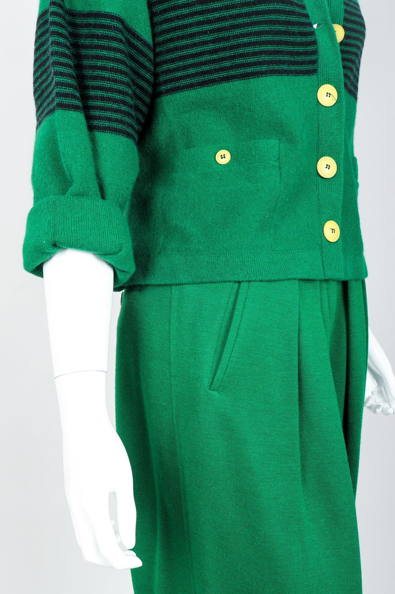 Green Knit Collegiate Cardigan & Pant Set - Image 3