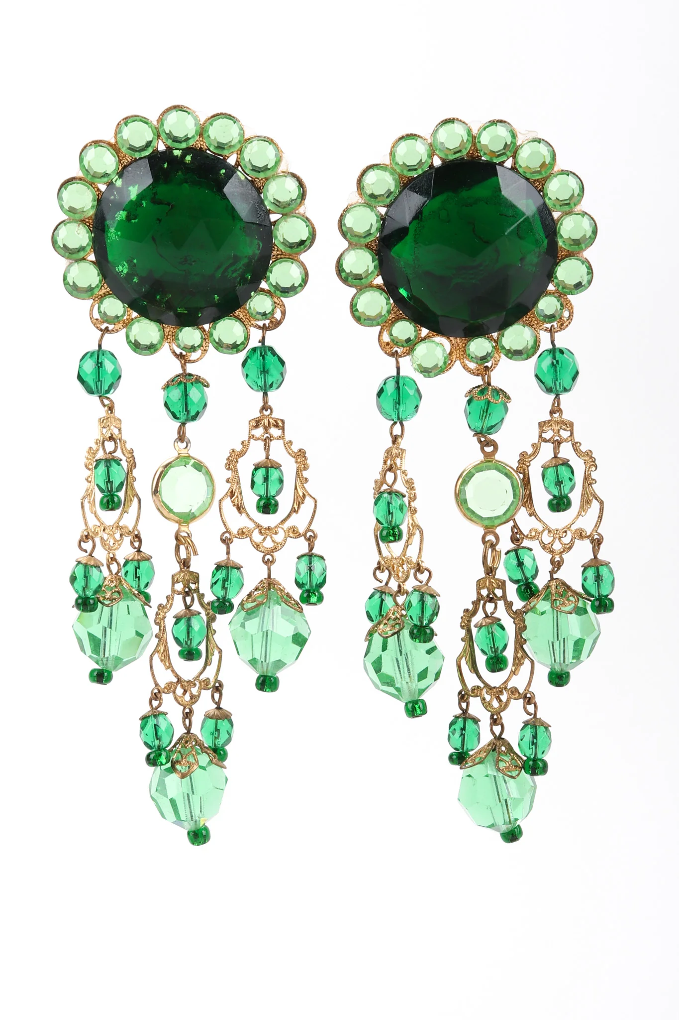 Green Envy Crystal Chandelier Earrings - Image 2