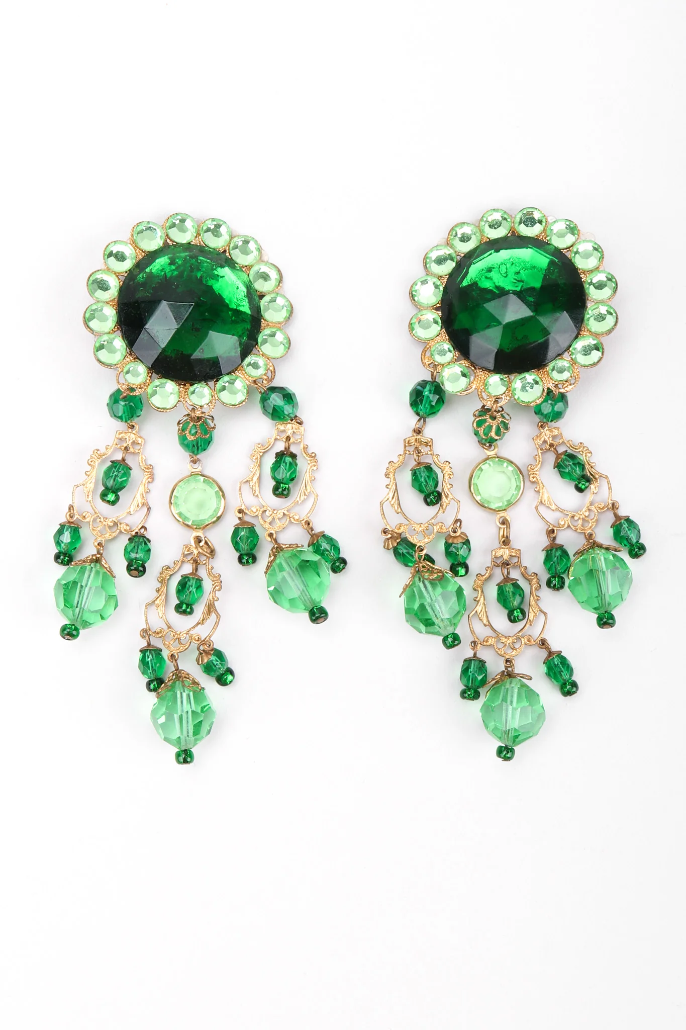 Green Envy Crystal Chandelier Earrings - Image 3
