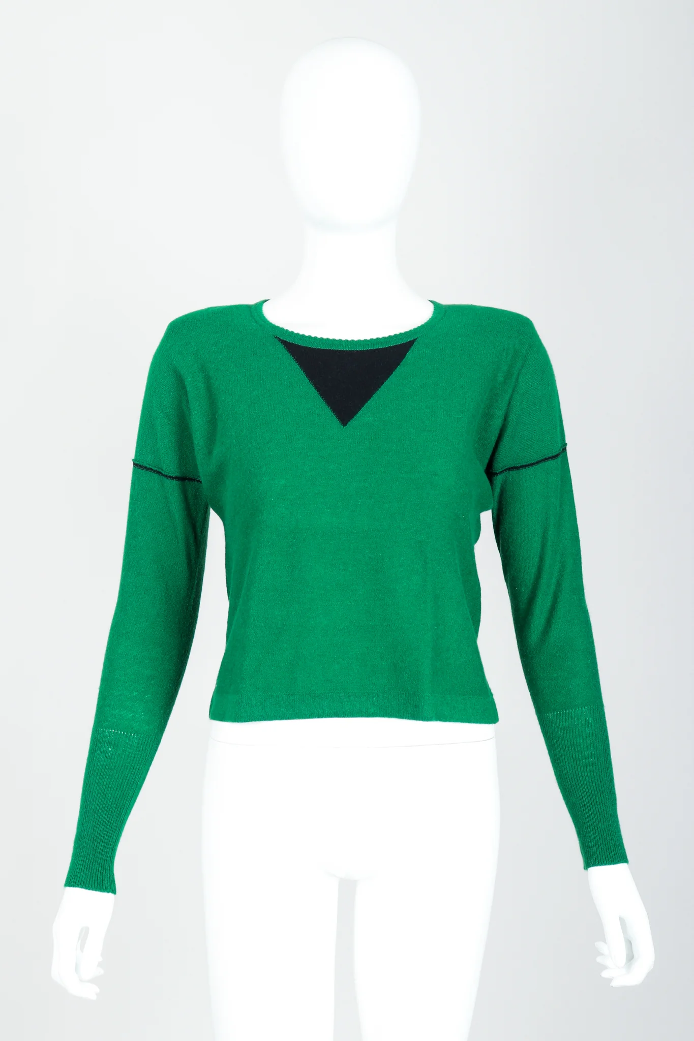 Green Knit Triangle Yoke Sweater
