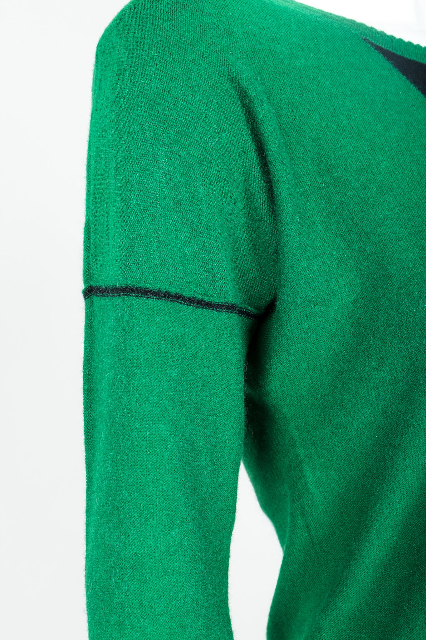 Green Knit Triangle Yoke Sweater - Image 4