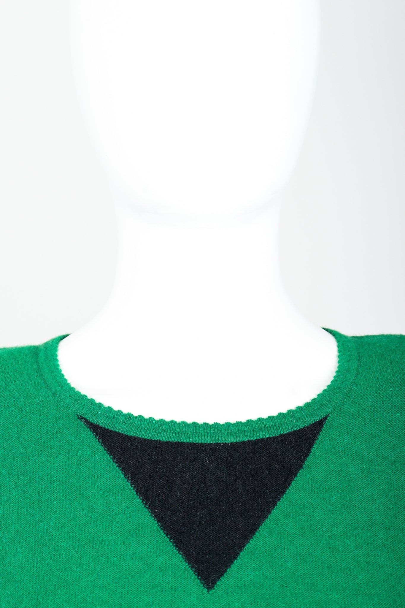 Green Knit Triangle Yoke Sweater - Image 5
