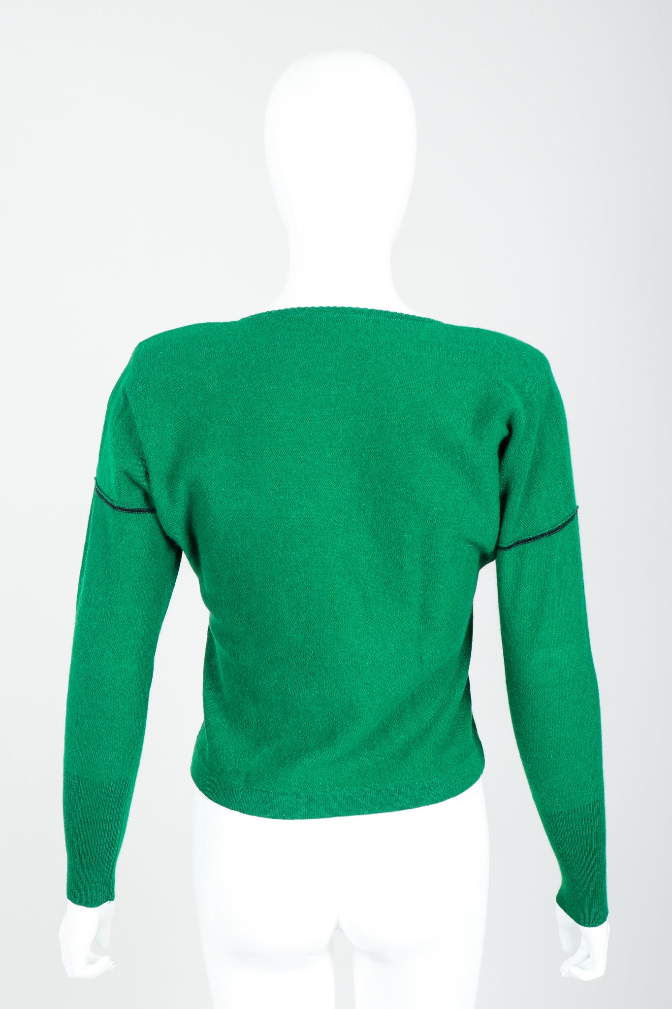 Green Knit Triangle Yoke Sweater - Image 6