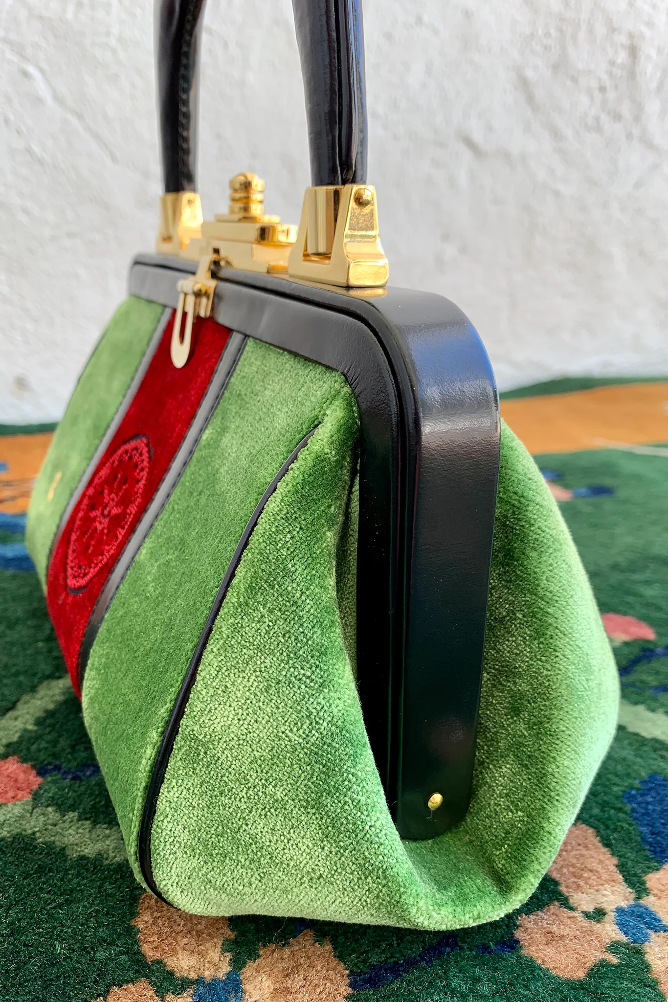 Green Velvet Mini Bagonghi Bag - Image 3