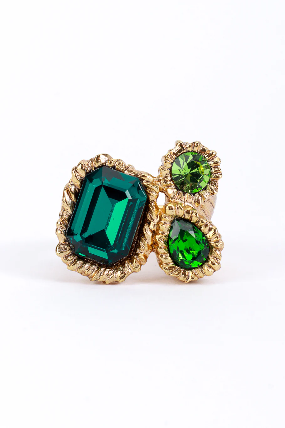 Greens Mixed Cut Crystal Ring