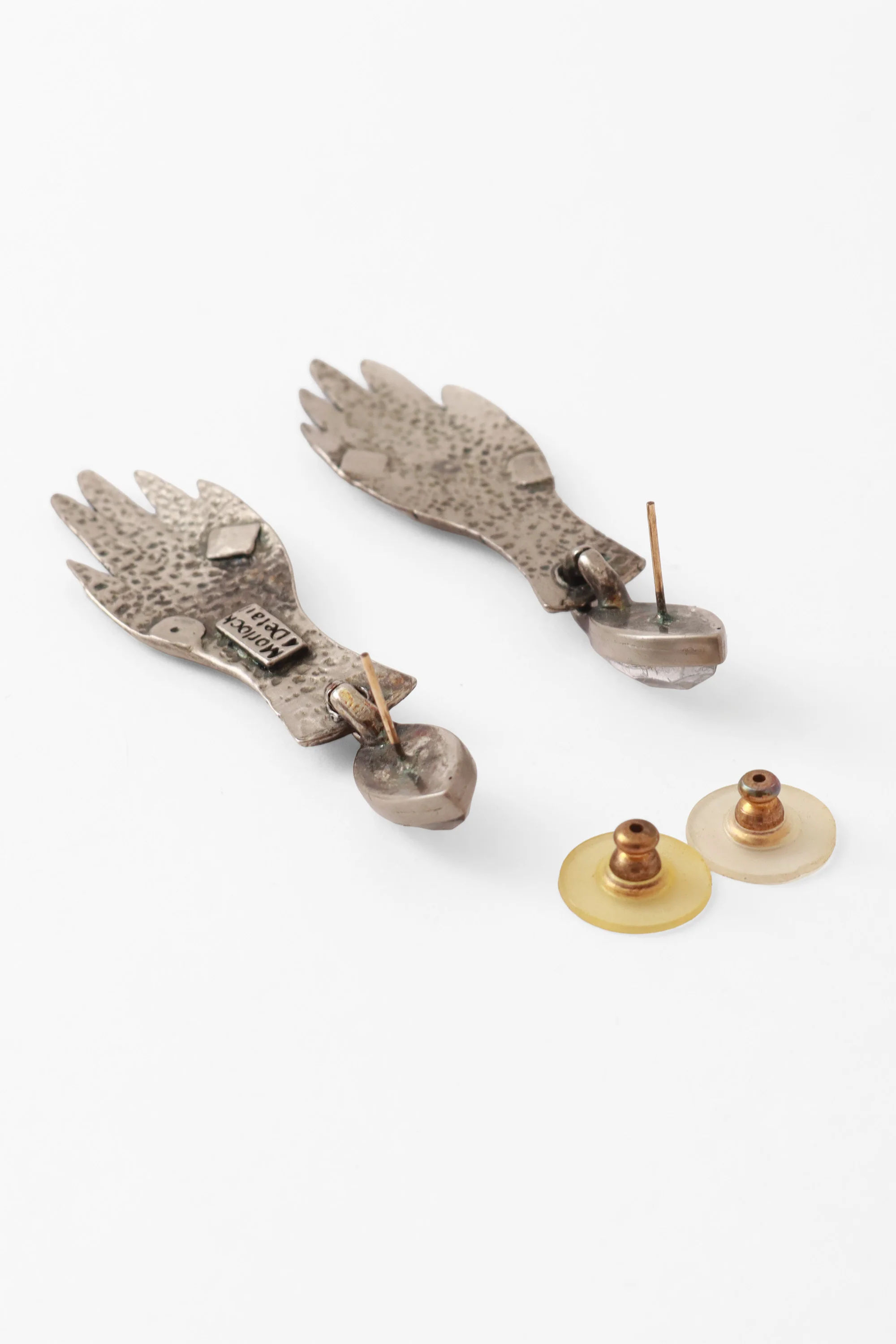 Grid Crystal Hand Earring & Brooch Set - Image 4