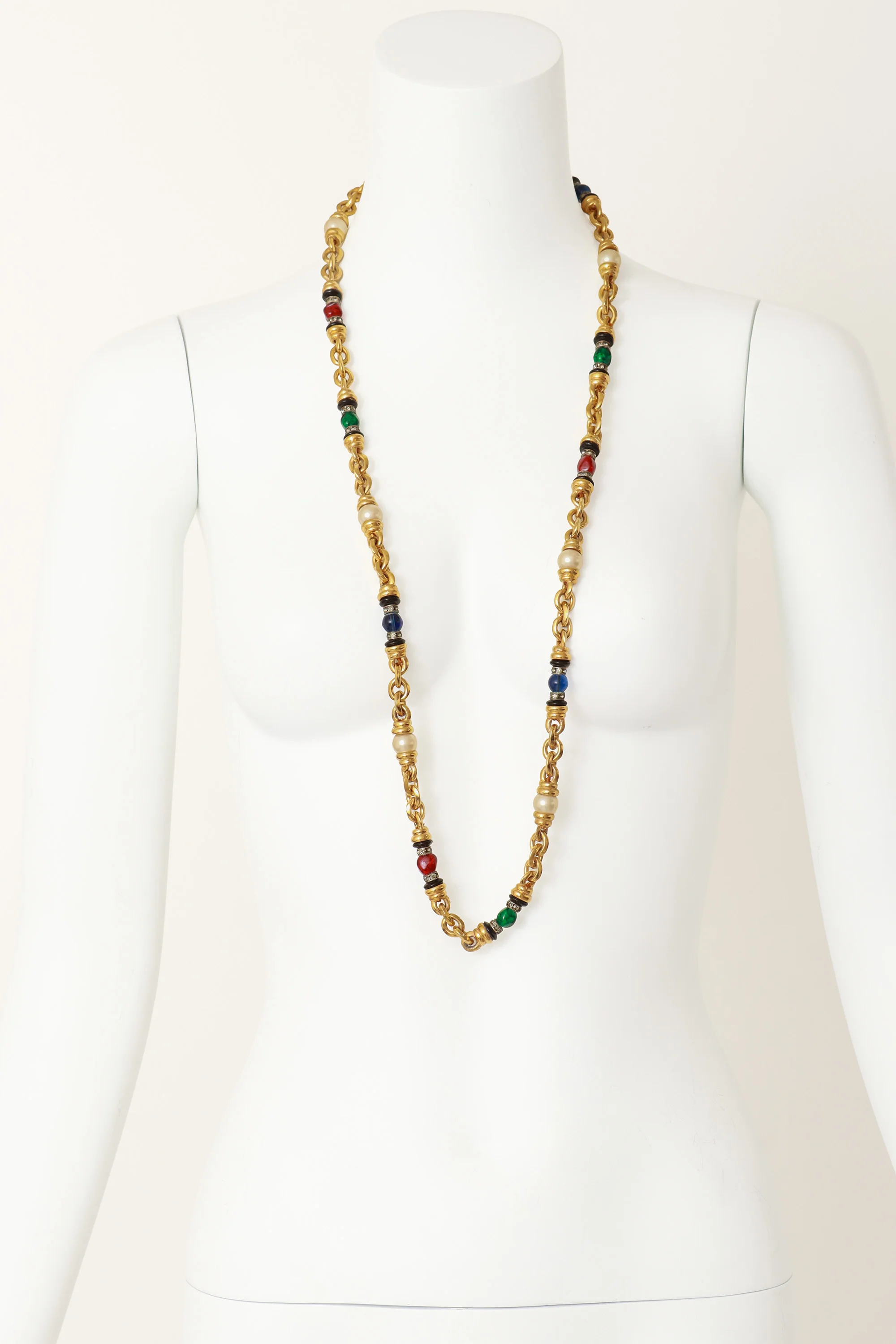 Gripoix Pearl & Glass Chain Necklace - Image 2