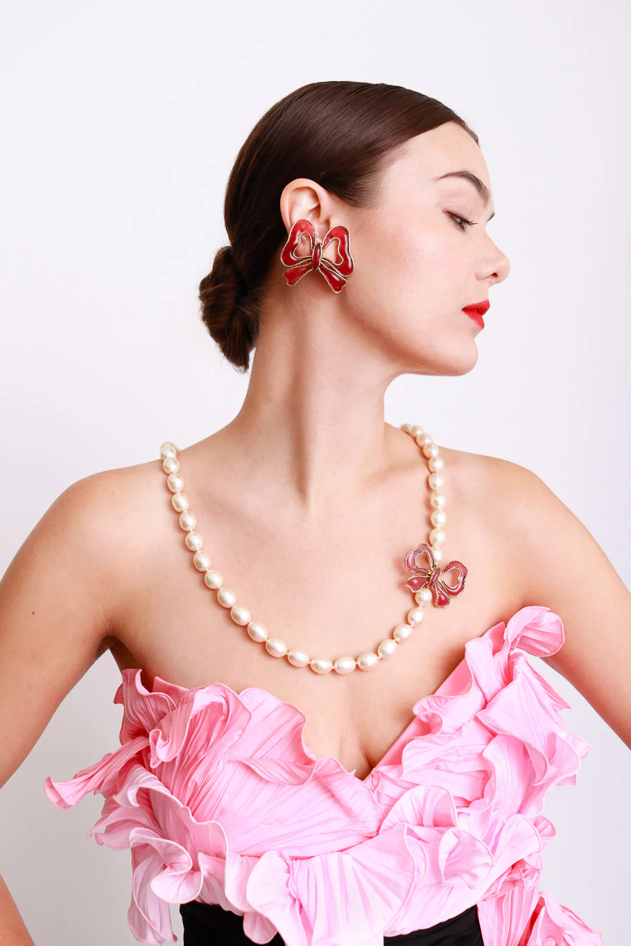 Gripoix Ribbon Bow Earrings - Image 2
