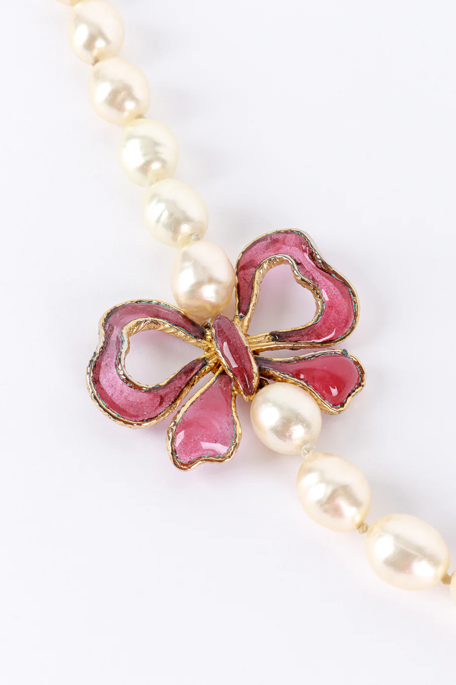 Gripoix Ribbon Bow & Pearl Necklace - Image 5
