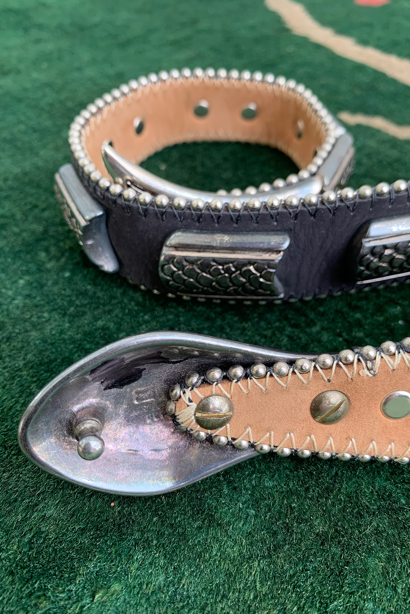Gunmetal Leather Snake Belt - Image 5