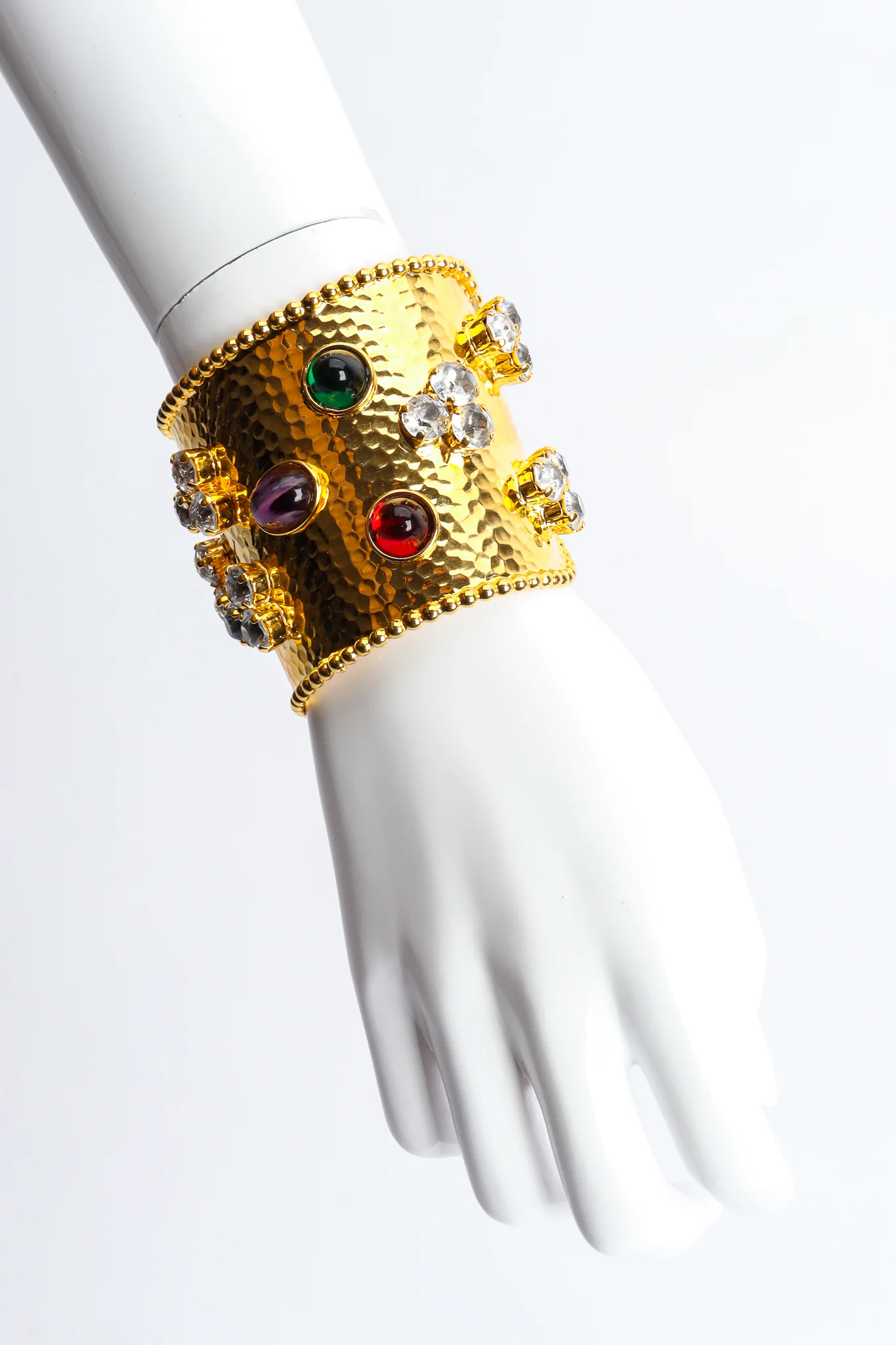 Hammered Cabochon Crystal Cuff I - Image 2