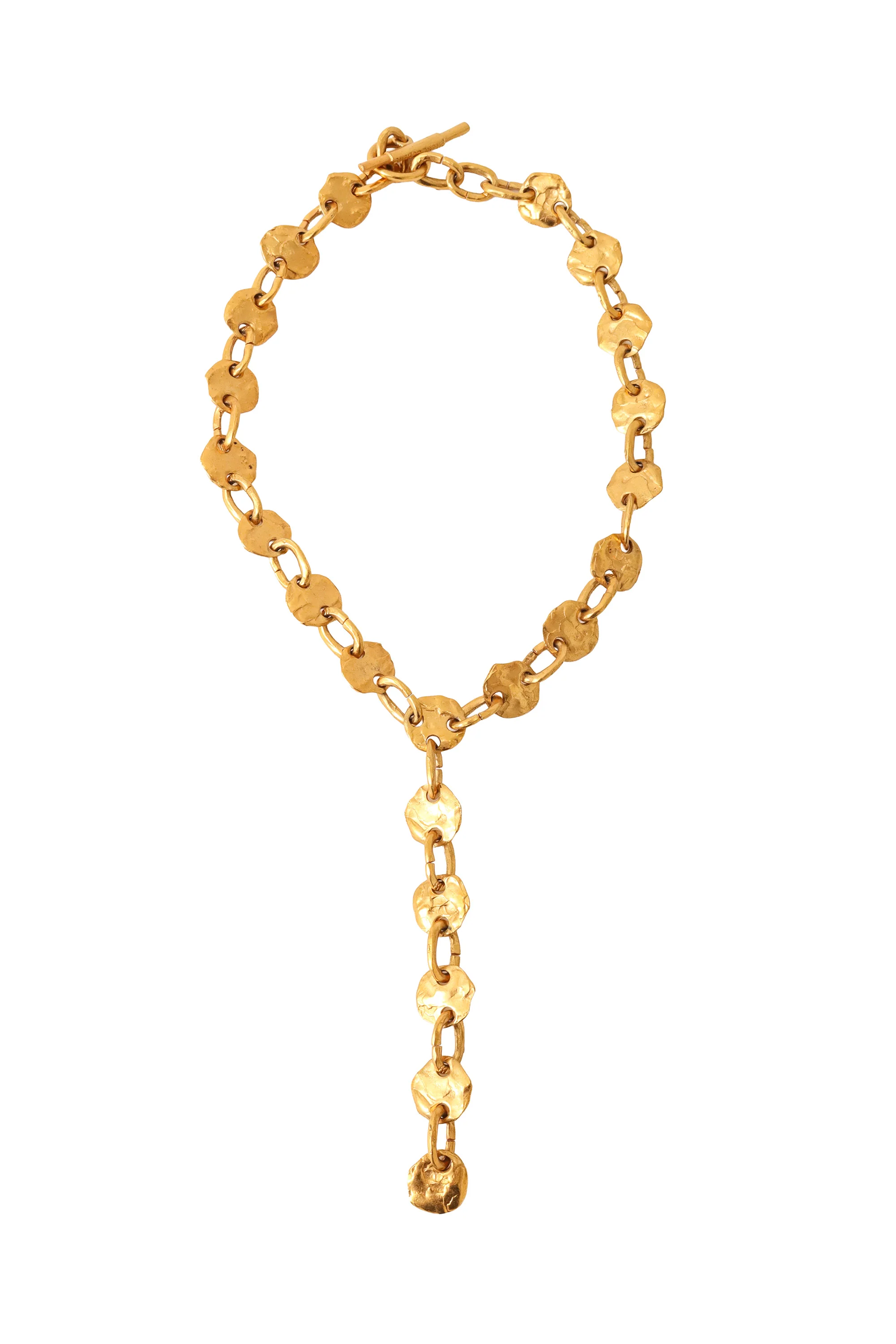 Hammered Disc Lariat Necklace