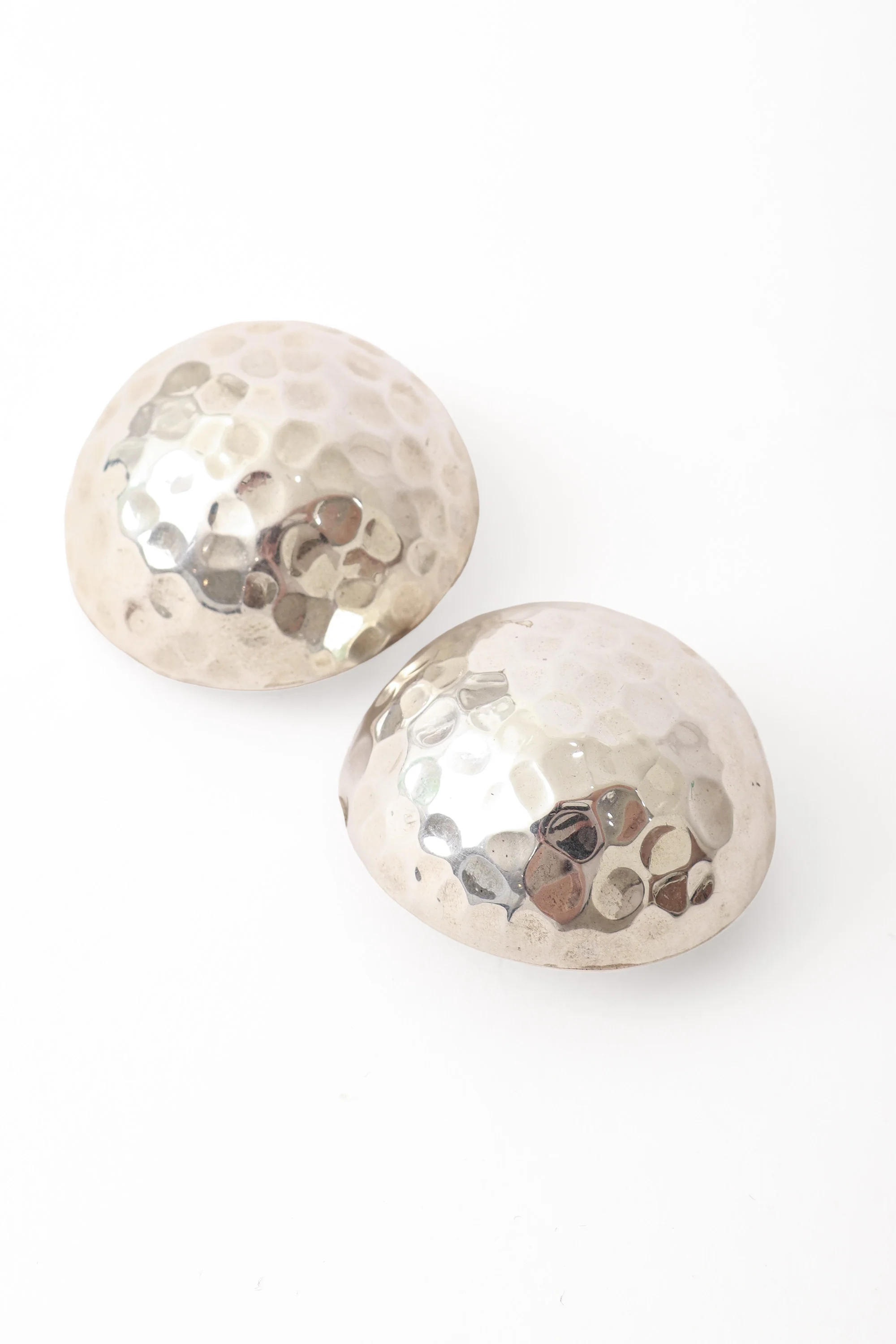 Sterling Hammered Dome Button Earrings - Image 3