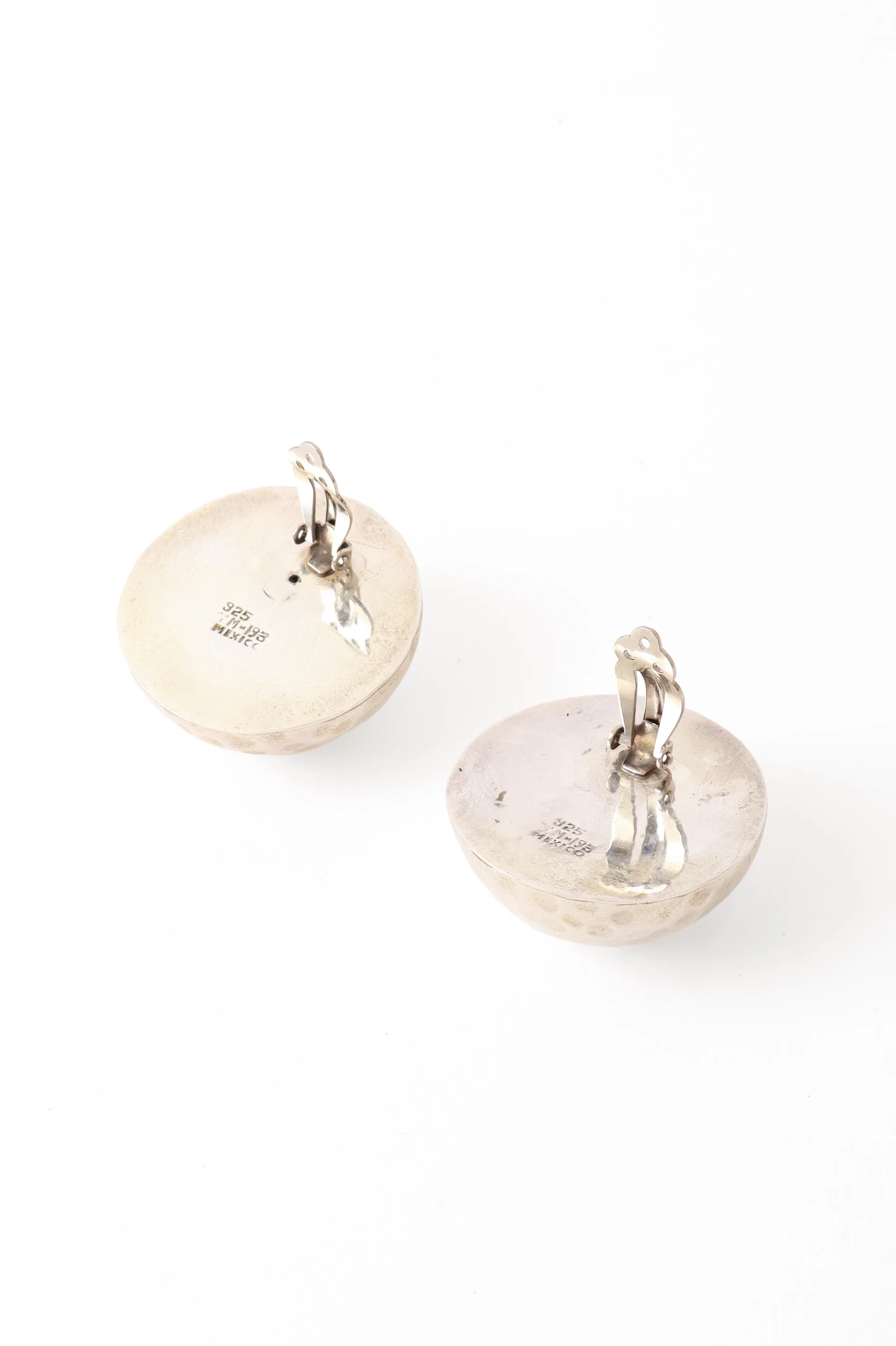Sterling Hammered Dome Button Earrings - Image 4
