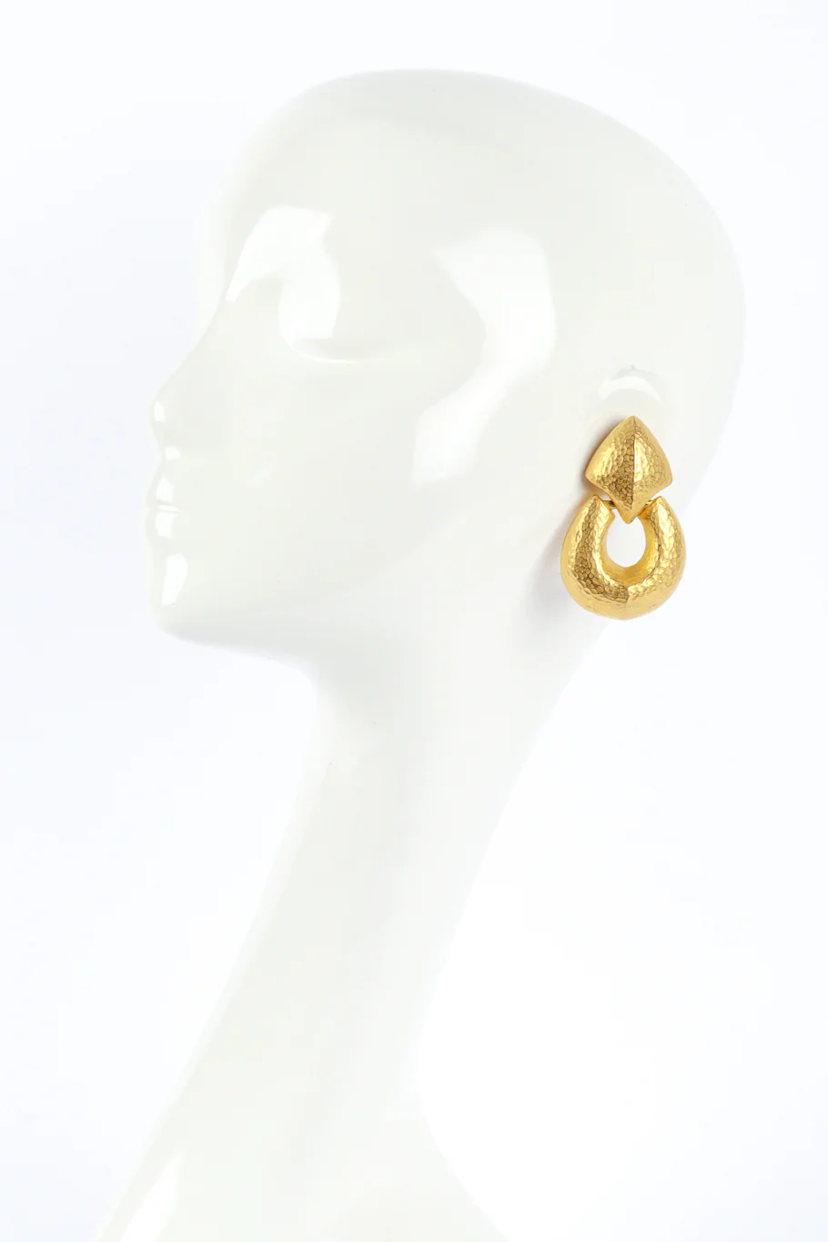 Hammered Drop Hoop Earrings - Image 2