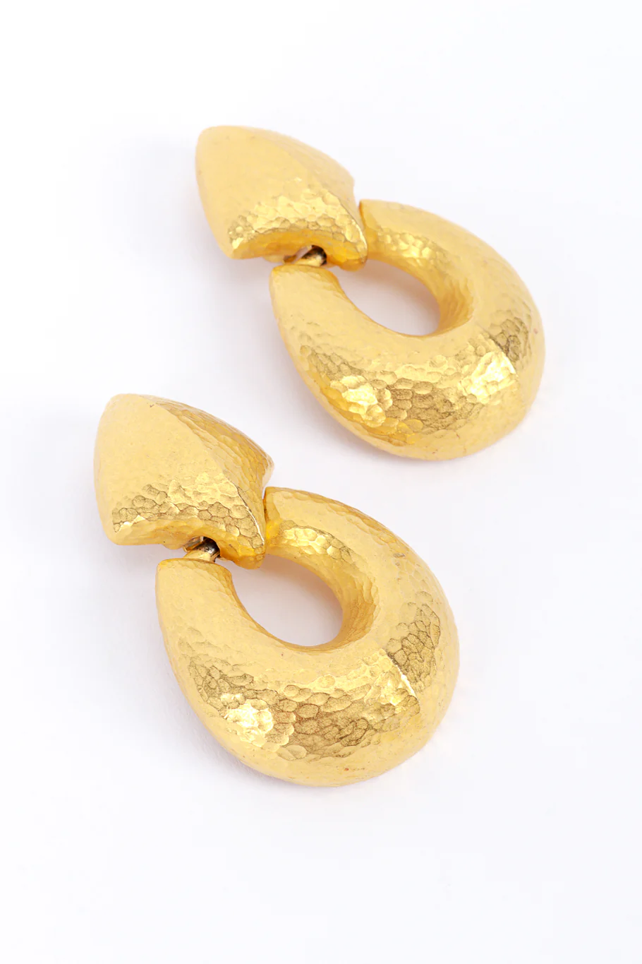 Hammered Drop Hoop Earrings - Image 3