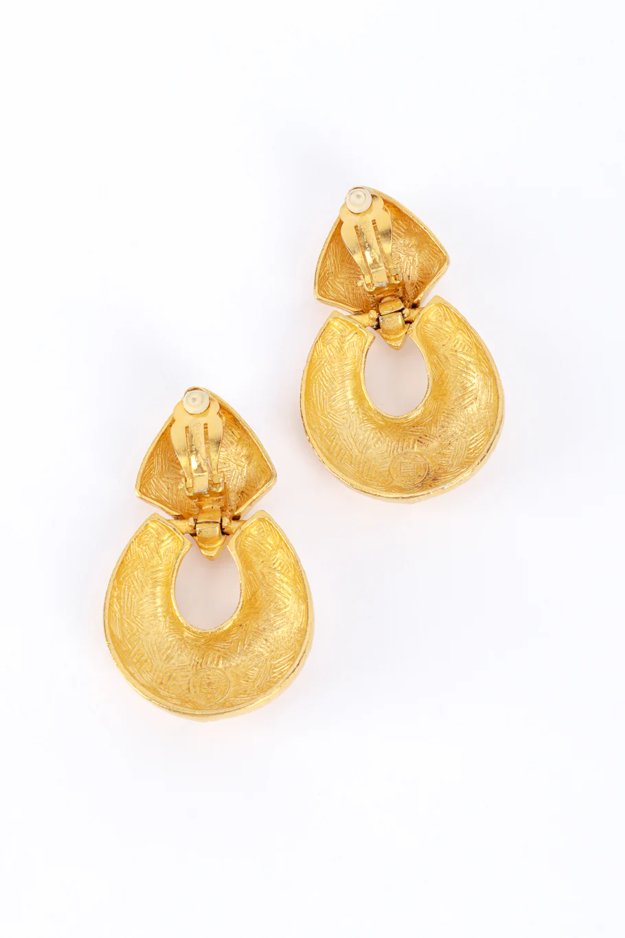 Hammered Drop Hoop Earrings - Image 4