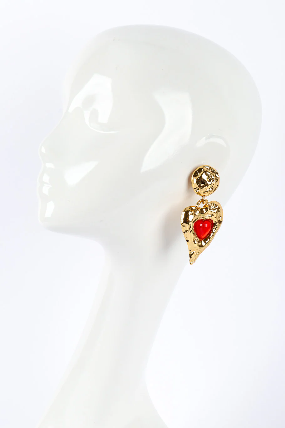 Hammered Heart Stone Earrings - Image 3