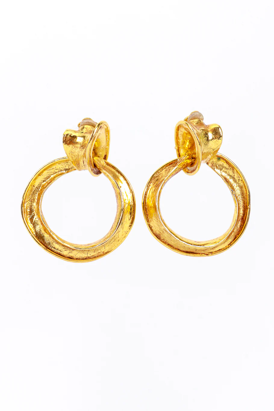 Hammered Hoop Drop Earrings - Image 4