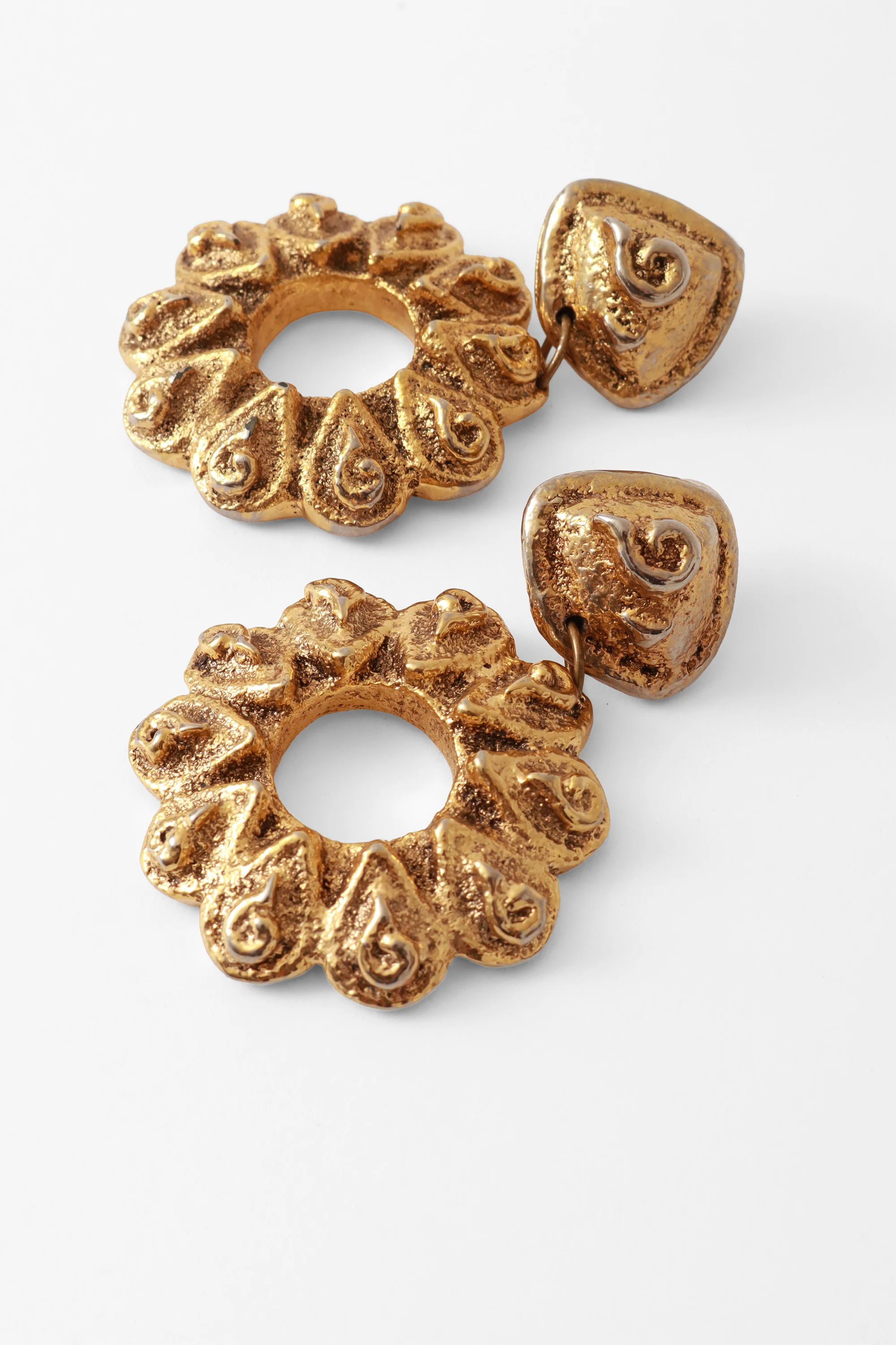 Hammered Scallop Hoop Drop Earrings - Image 3