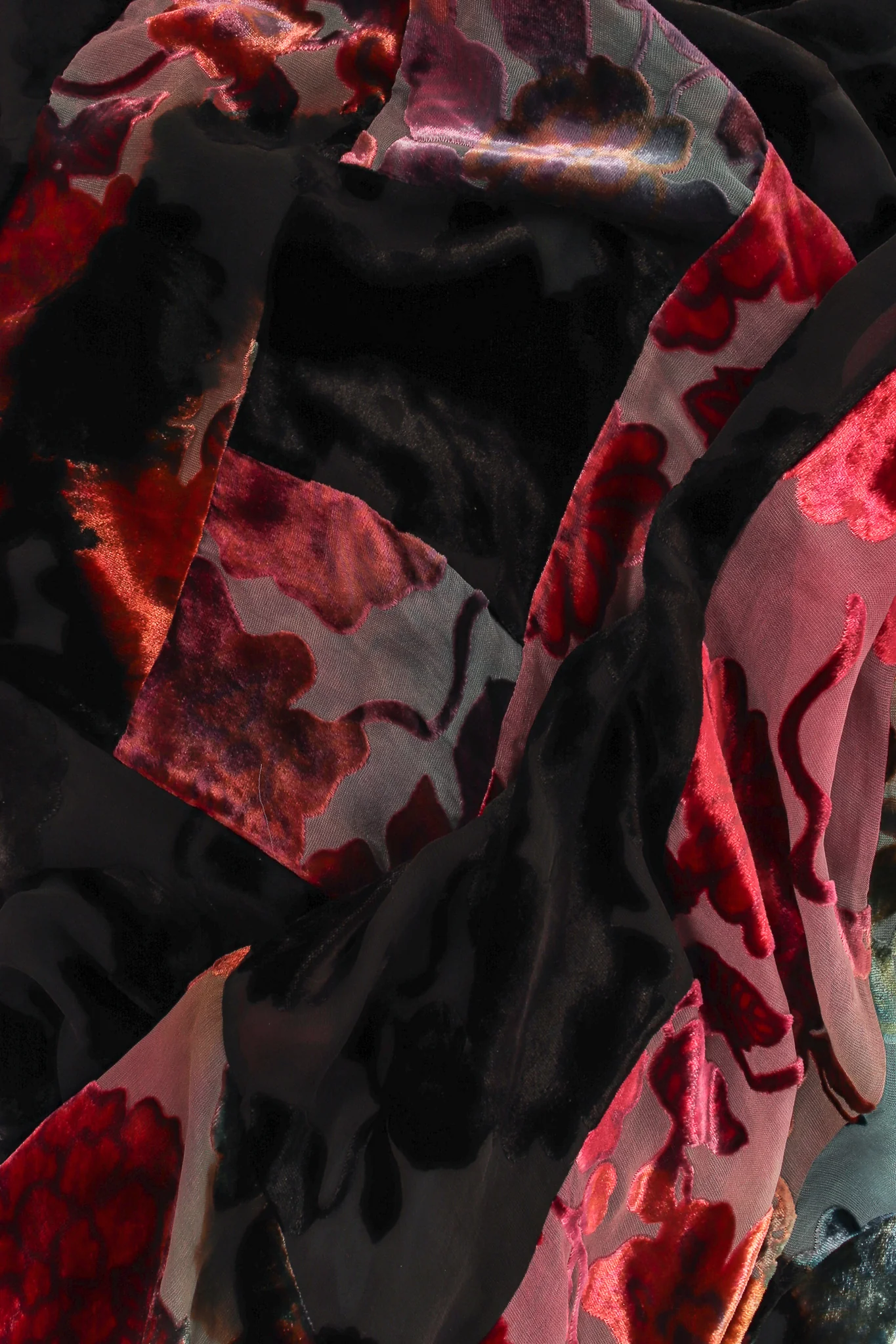 Floral Patchwork Silk Velvet Burnout Dress - Image 6