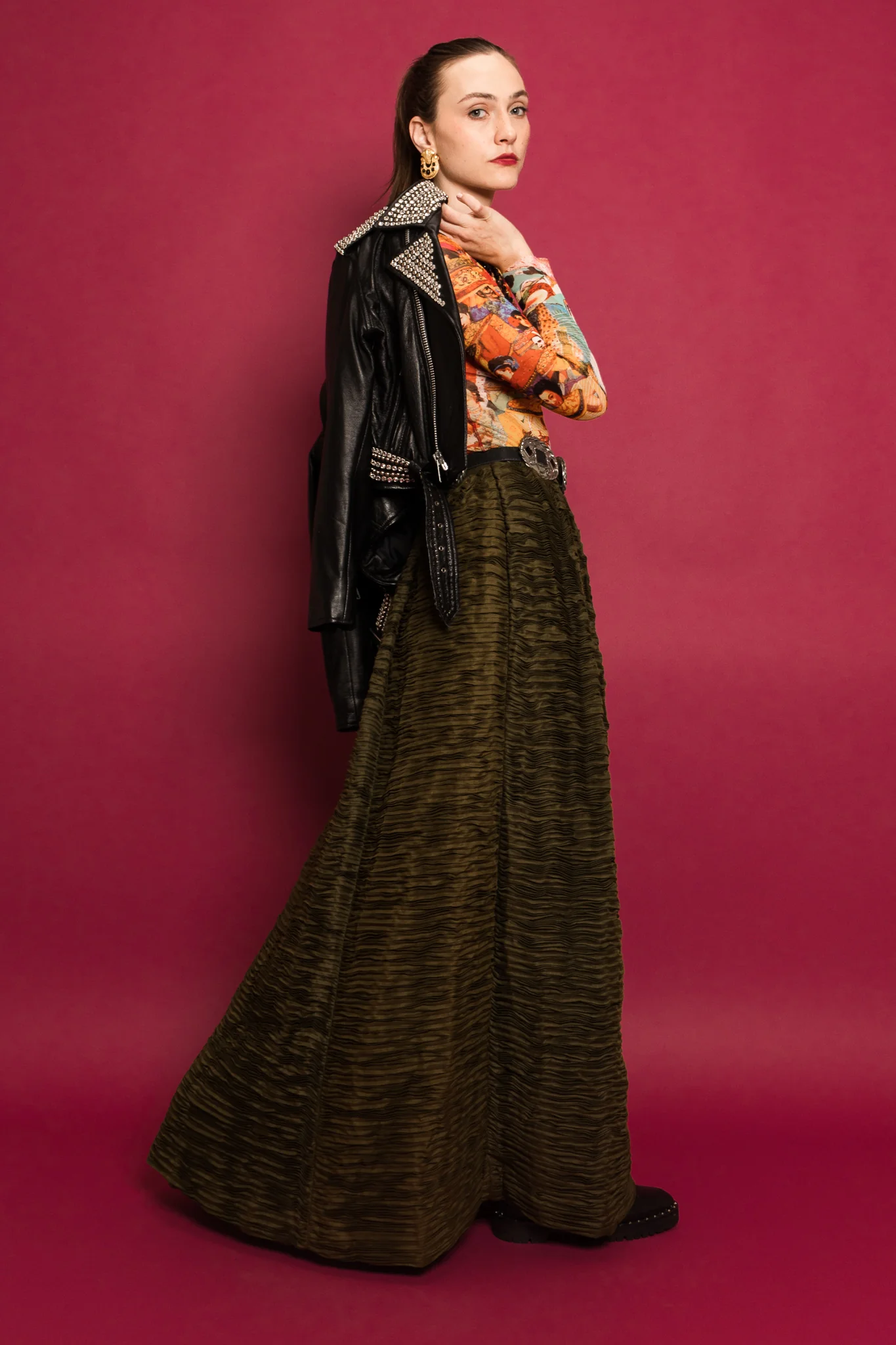 Hand Pleated Linen Skirt - Image 2