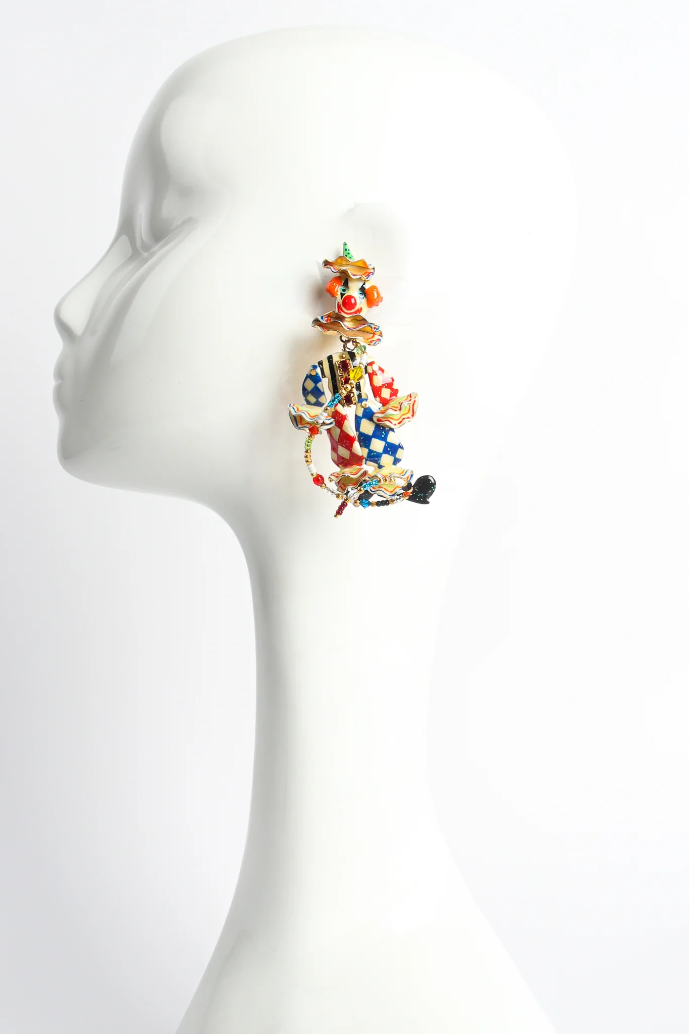 Harlequin Clown Earrings - Image 2