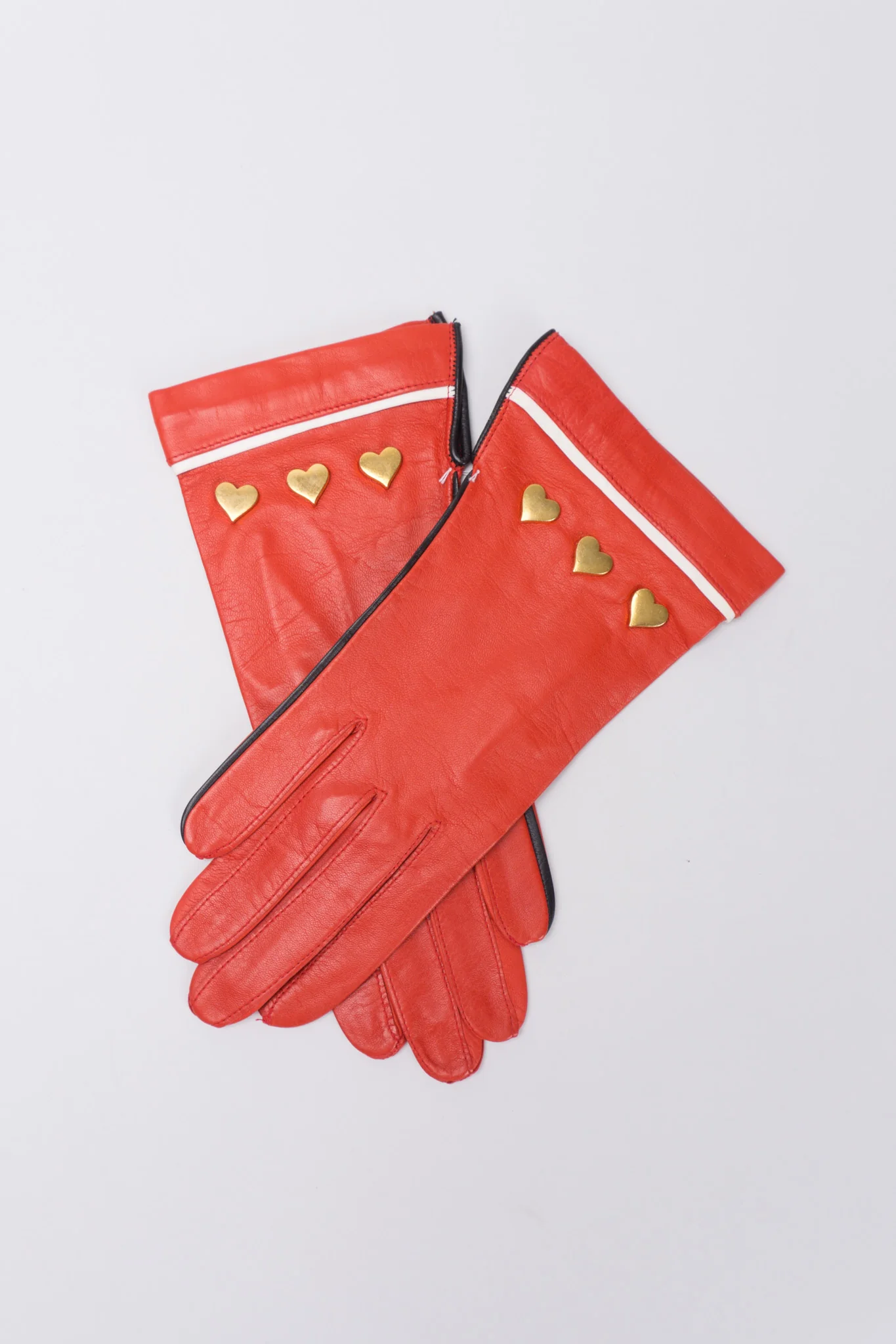 Heart Stud Leather Gloves