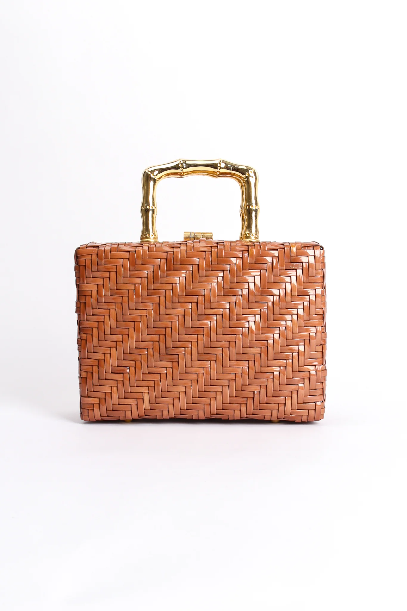 Herringbone Wicker Box Bag